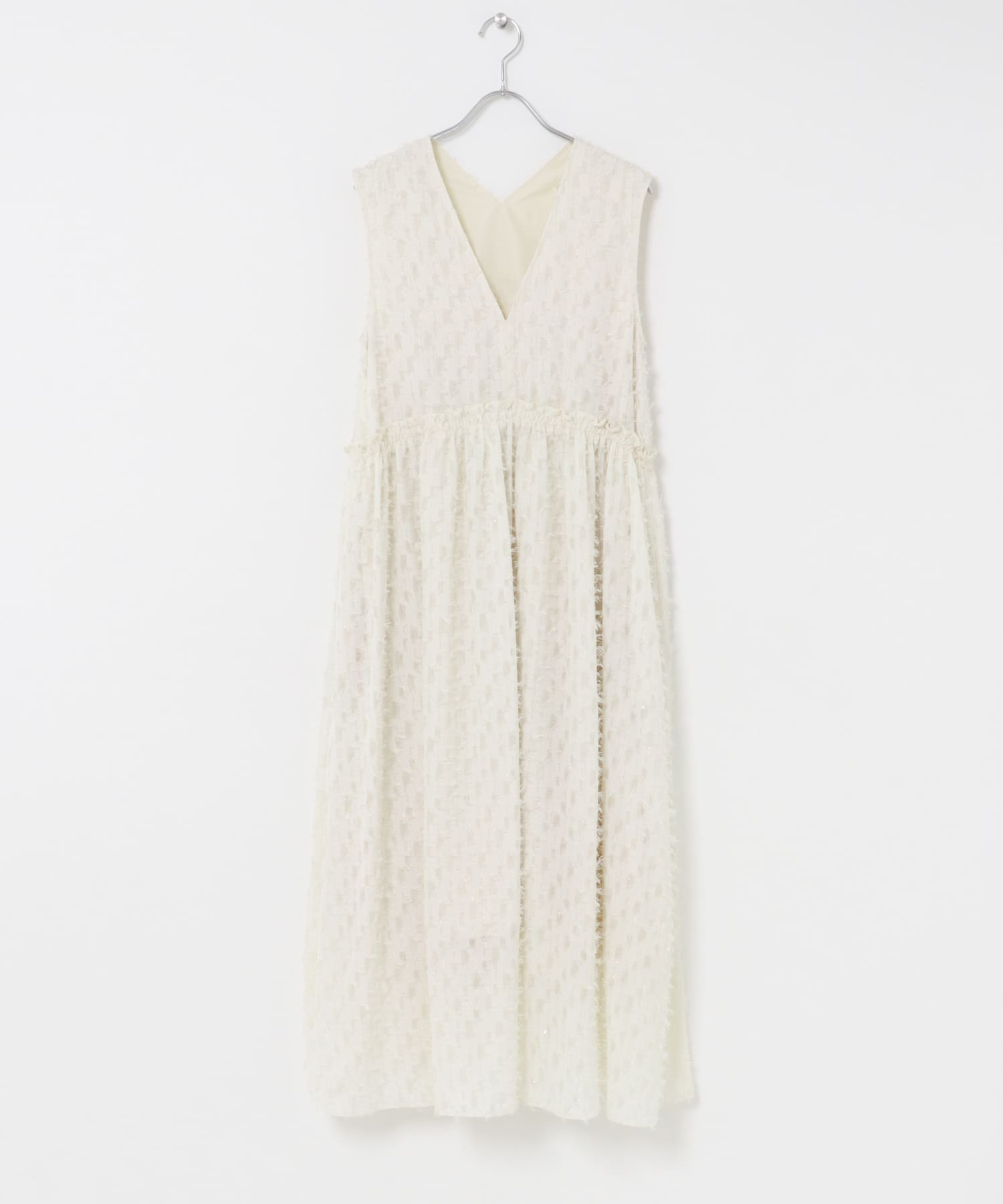 カットジャガードVネックワンピース OFF WHITE Free