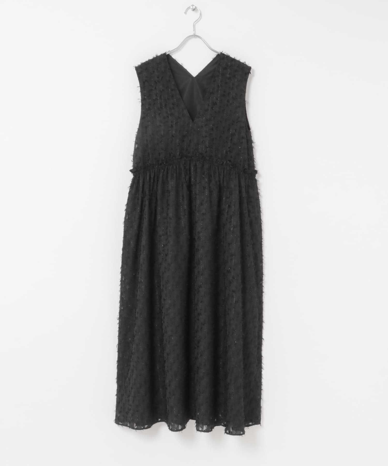 カットジャガードVネックワンピース BLACK Free