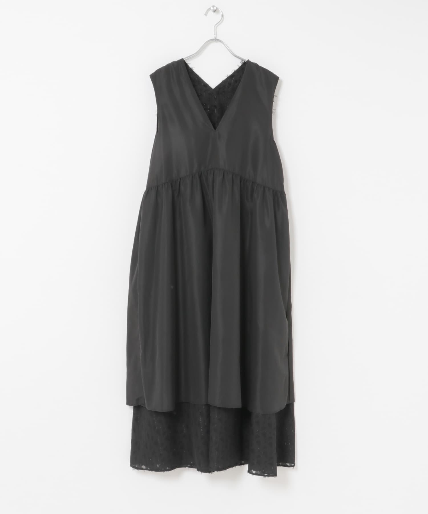 カットジャガードVネックワンピース BLACK Free