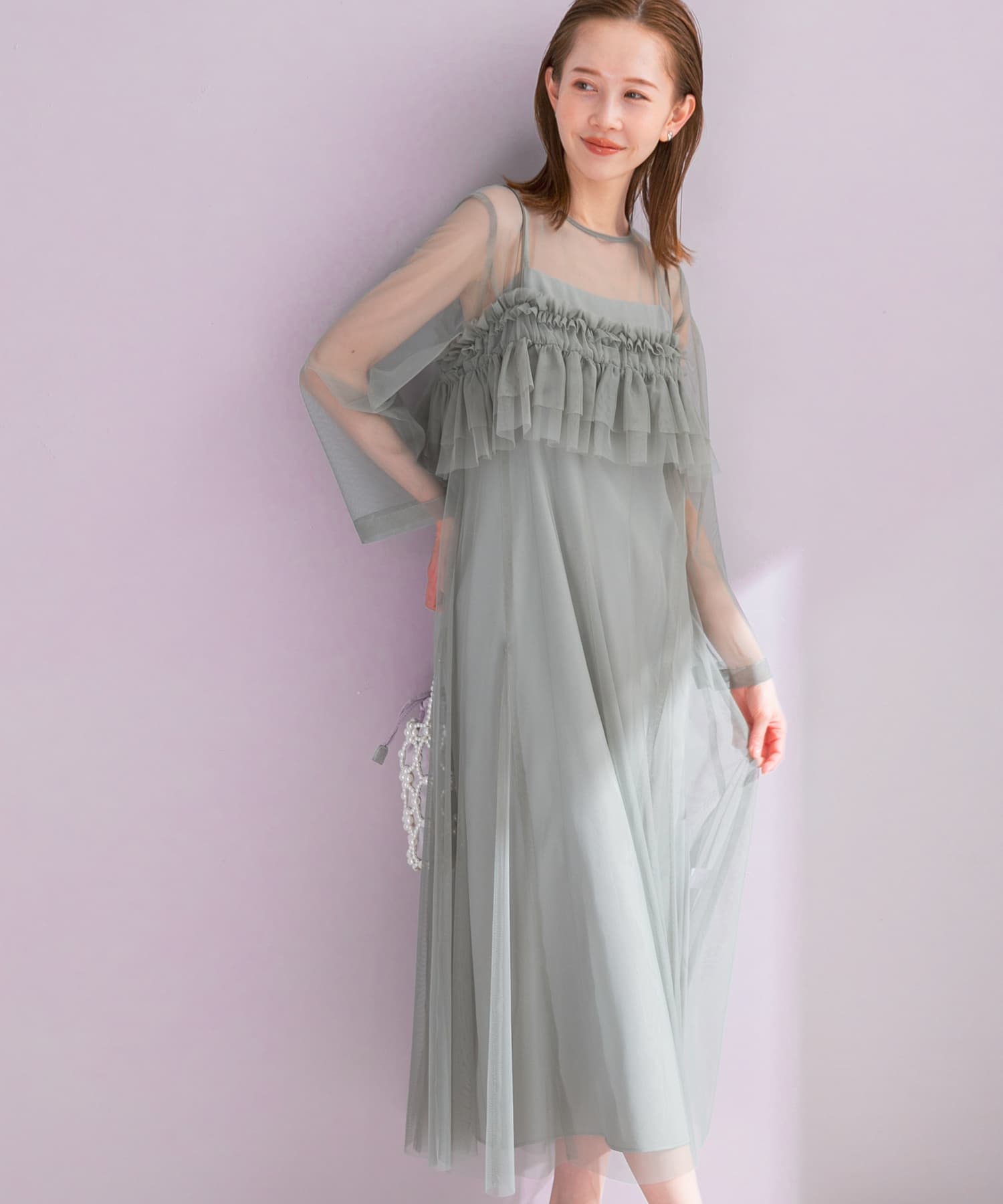 チュールキャミソールsetドレス