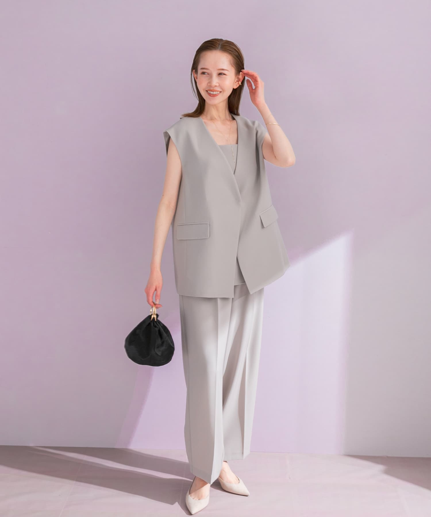 ジレ+キャミソールセットアップ