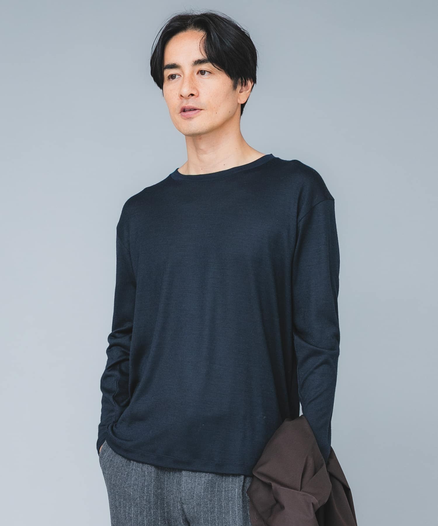 『マシンウォッシャブル』ハイクオリティウールロングスリーブTシャツ