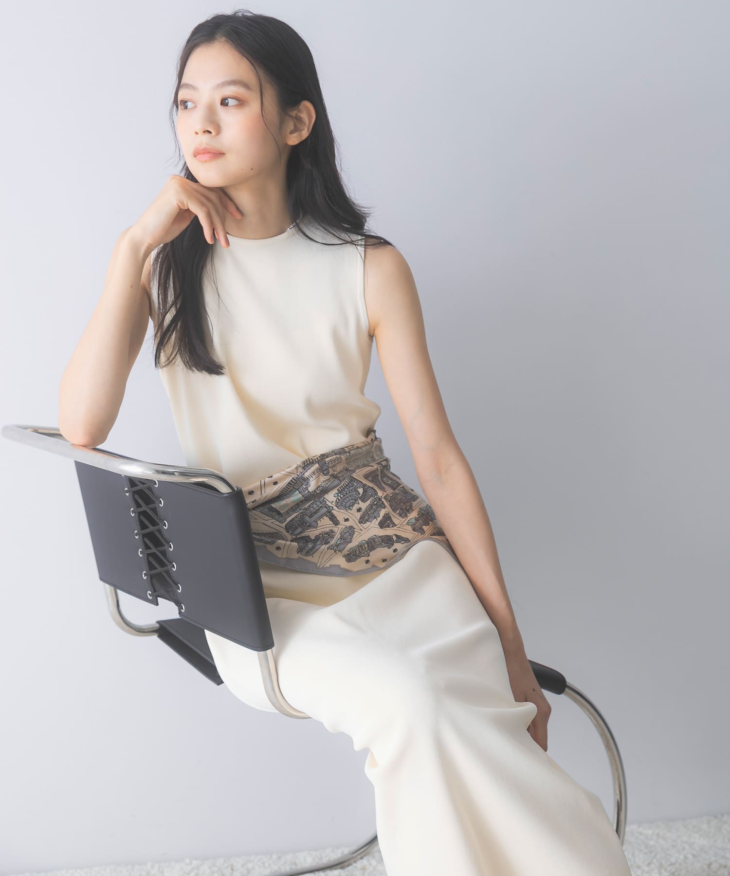 ストレートロングニットドレス