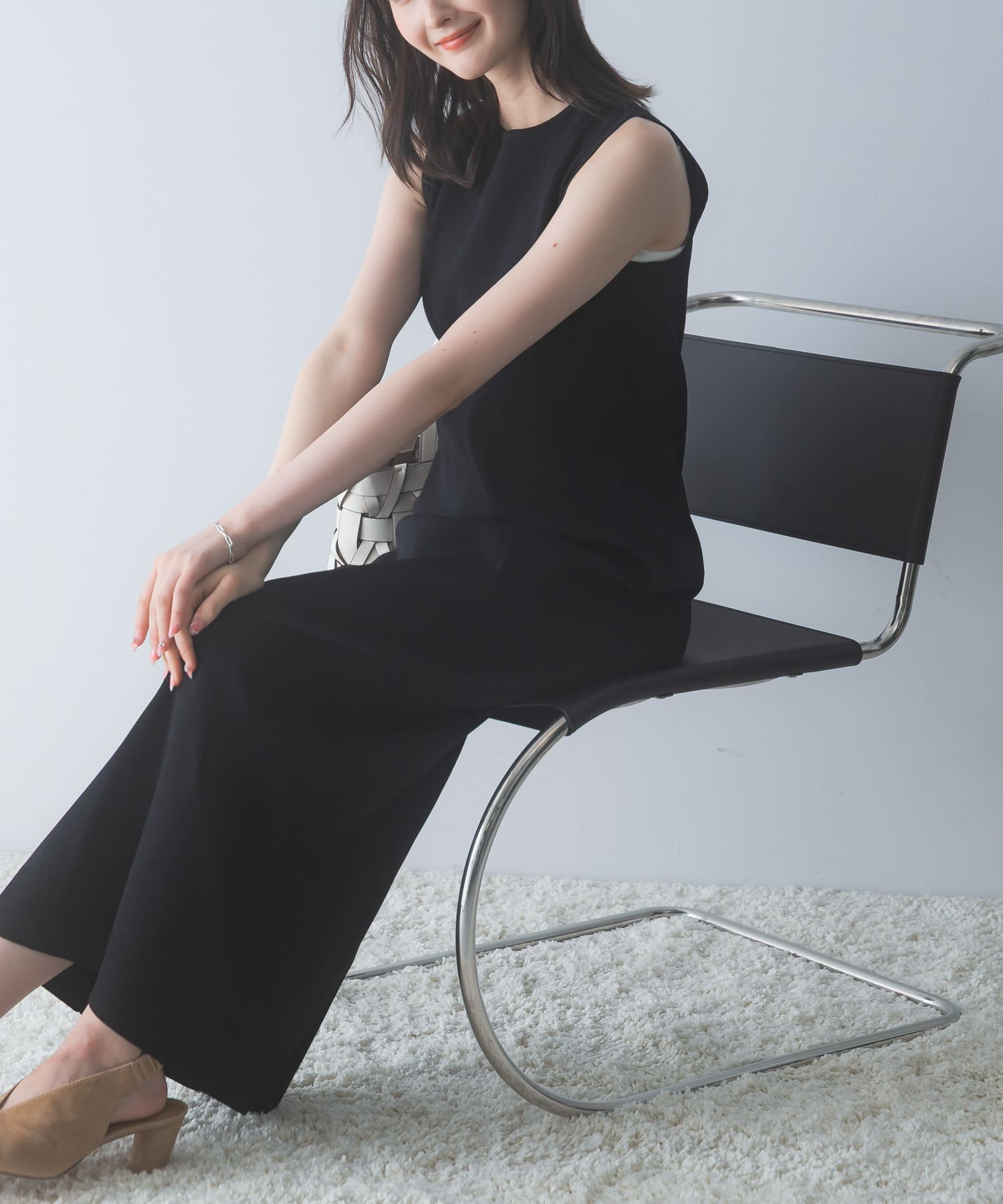 ストレートロングニットドレス