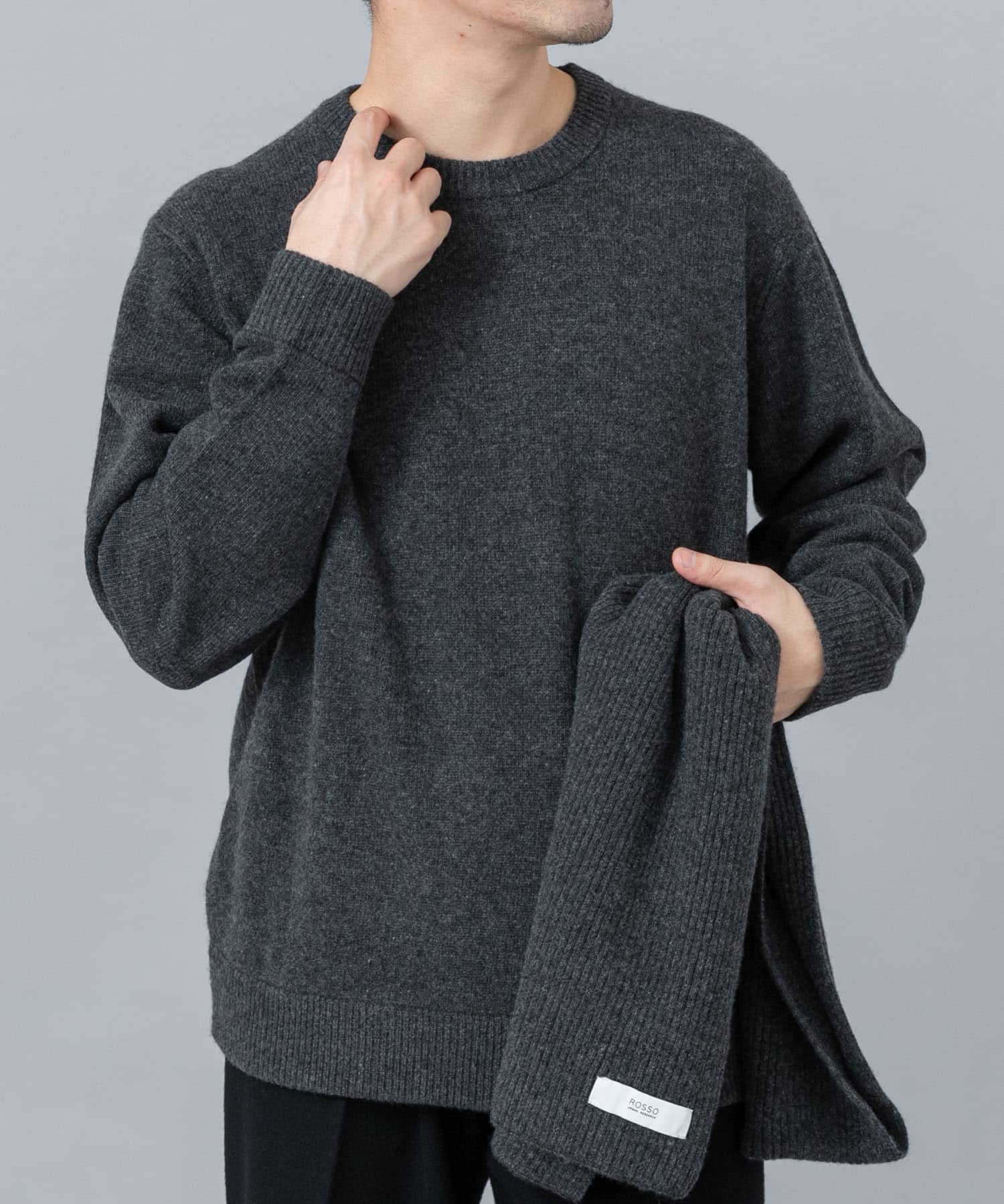 ウールカシミヤニット＋マフラーセット CHARCOAL S