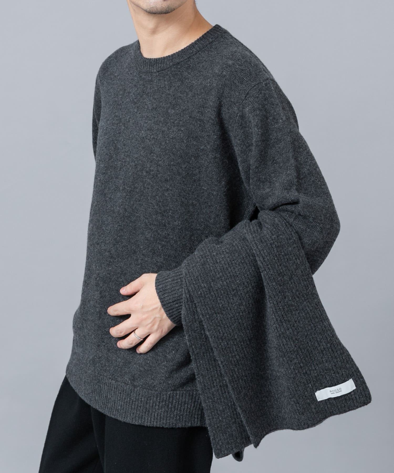 ウールカシミヤニット＋マフラーセット CHARCOAL S