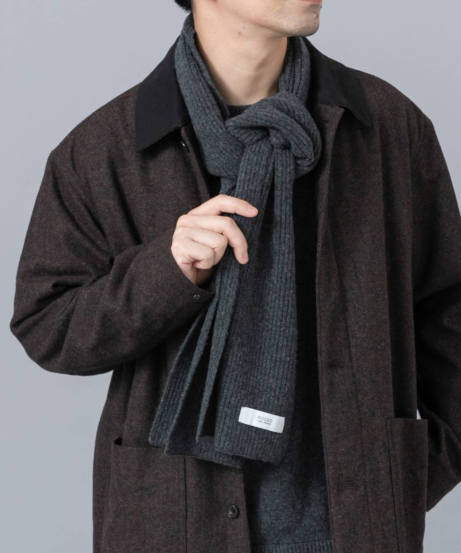 ウールカシミヤニット＋マフラーセット CHARCOAL S