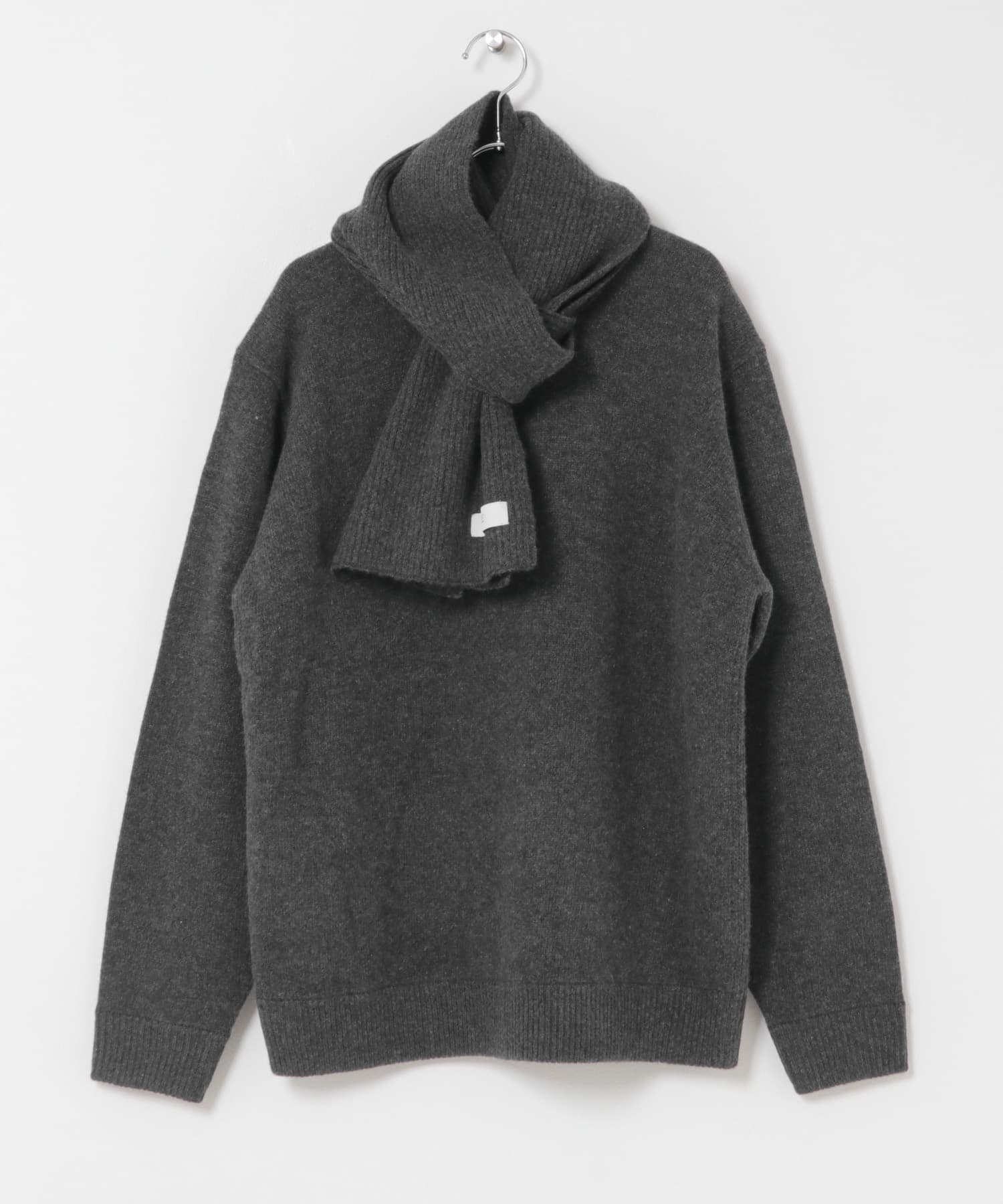 ウールカシミヤニット＋マフラーセット CHARCOAL S