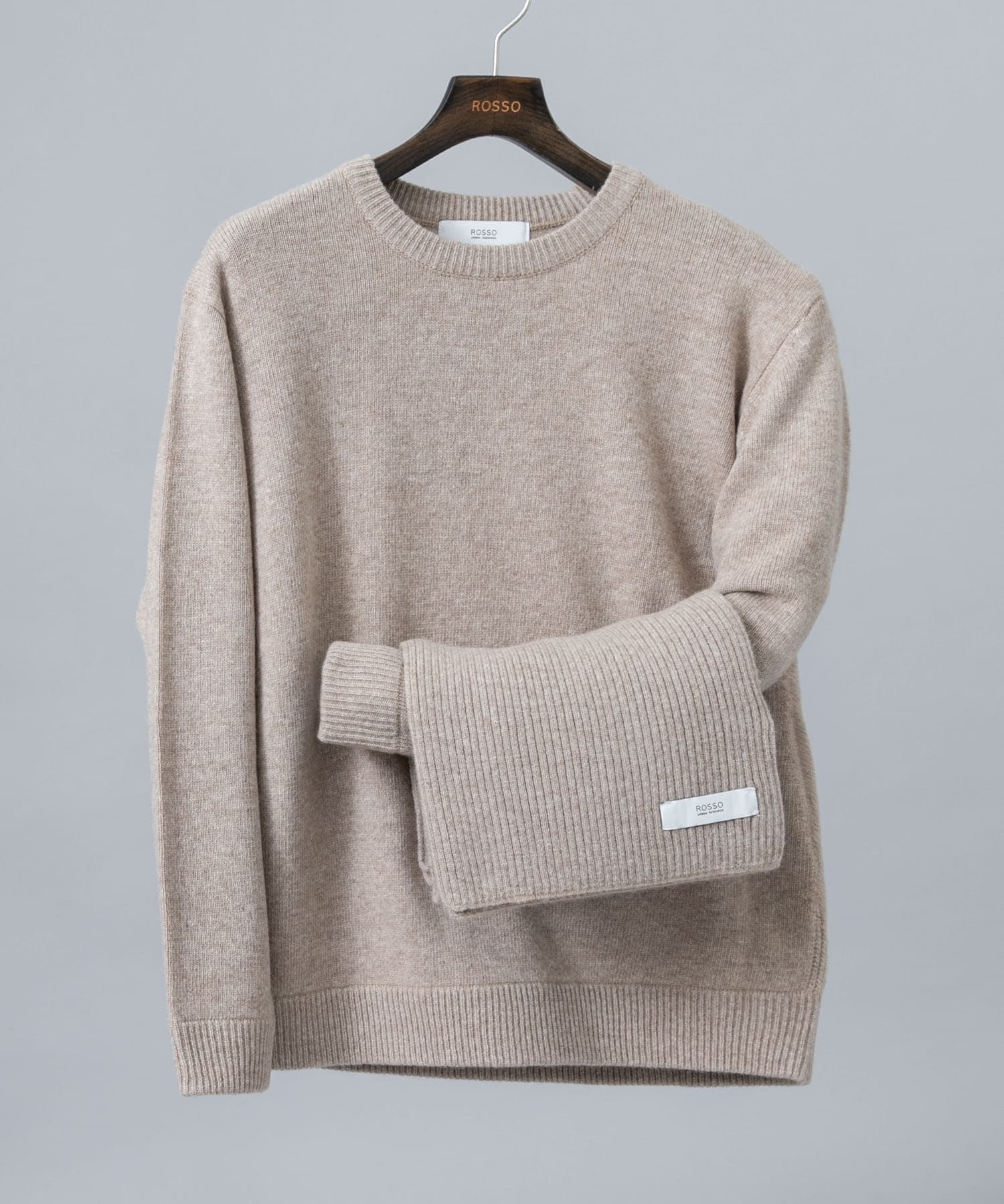 ウールカシミヤニット＋マフラーセット GREIGE S