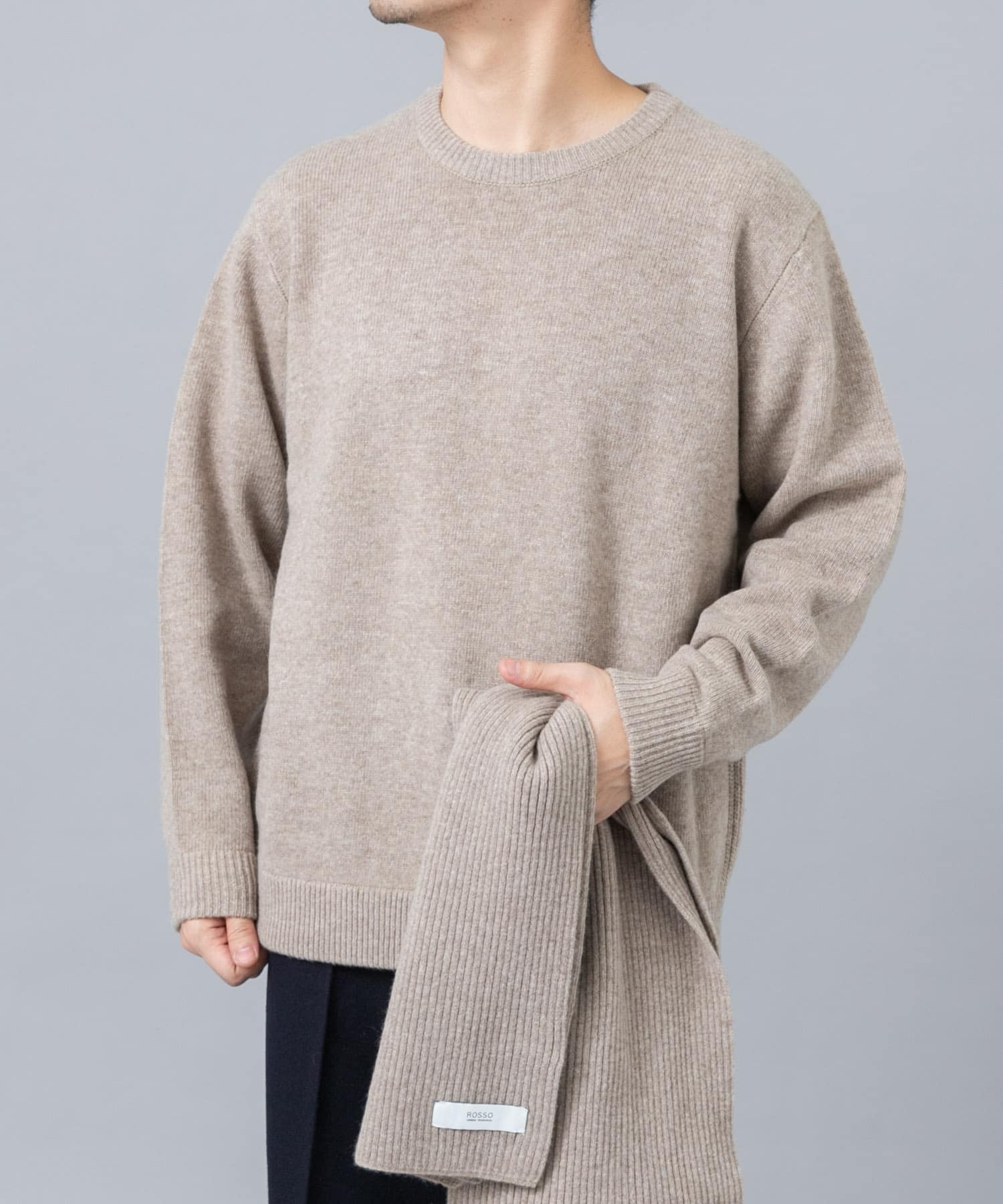 ウールカシミヤニット＋マフラーセット GREIGE S