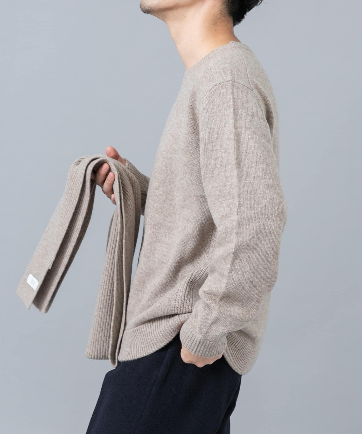 ウールカシミヤニット＋マフラーセット GREIGE S