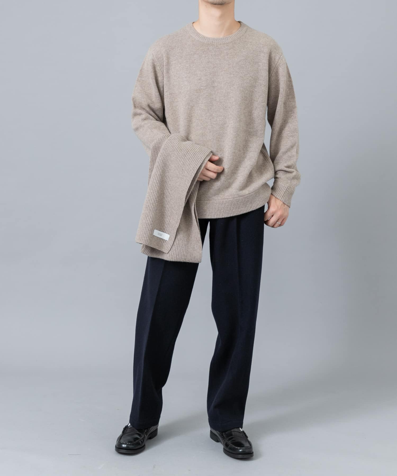 ウールカシミヤニット＋マフラーセット GREIGE S