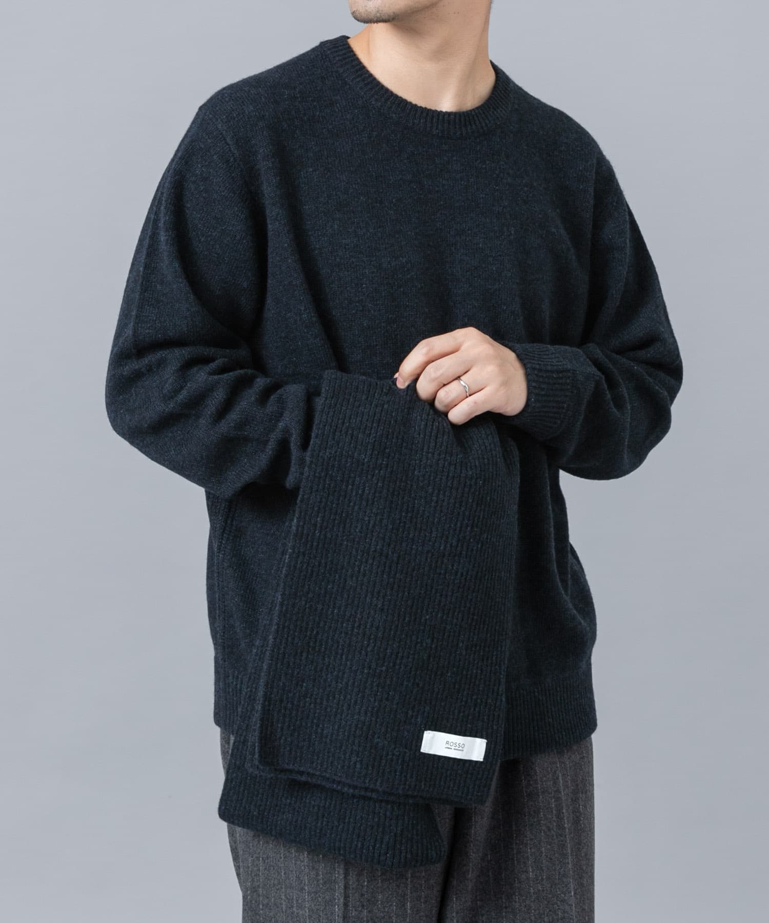 ウールカシミヤニット＋マフラーセット D.BLUE S
