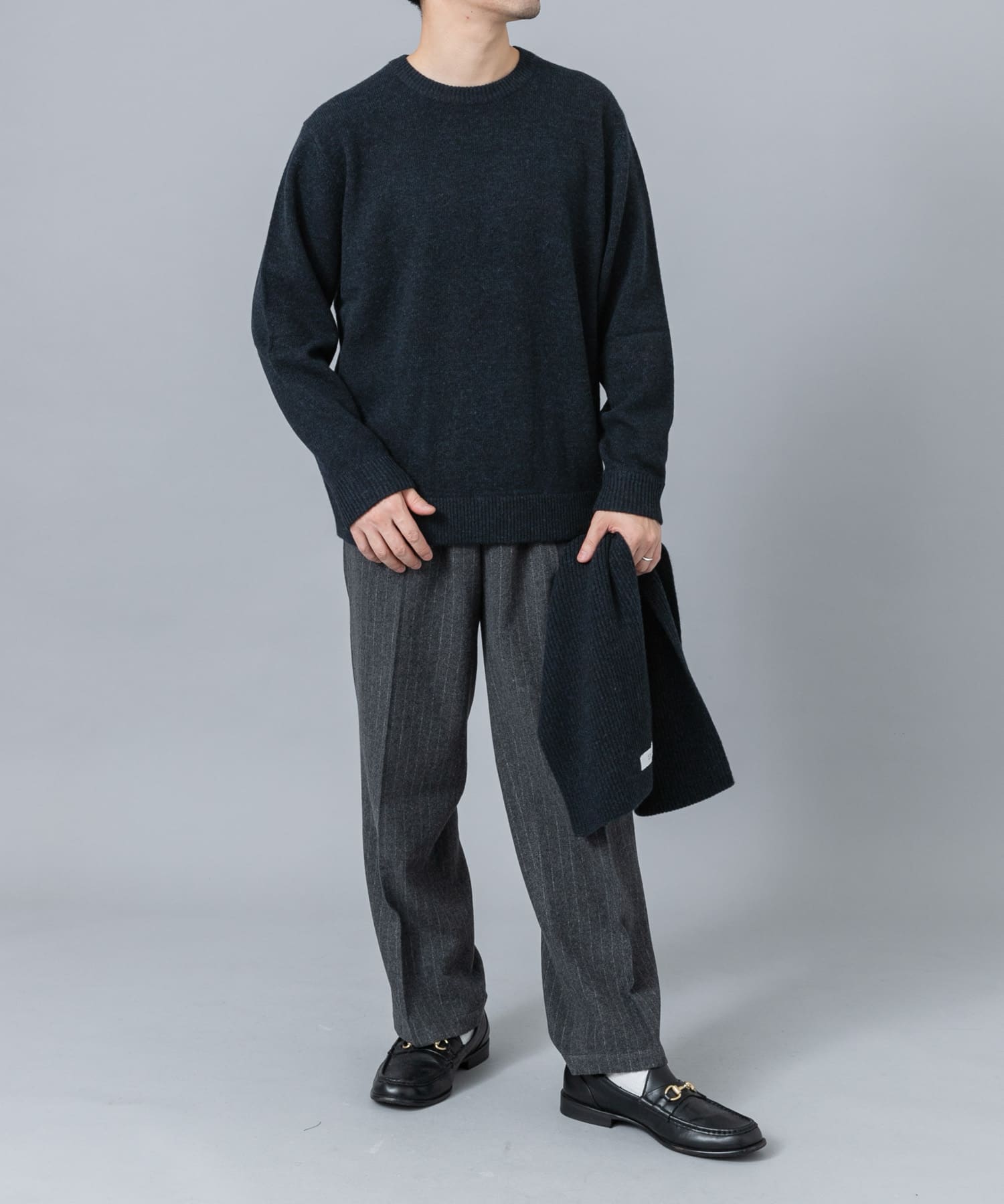 ウールカシミヤニット＋マフラーセット D.BLUE S