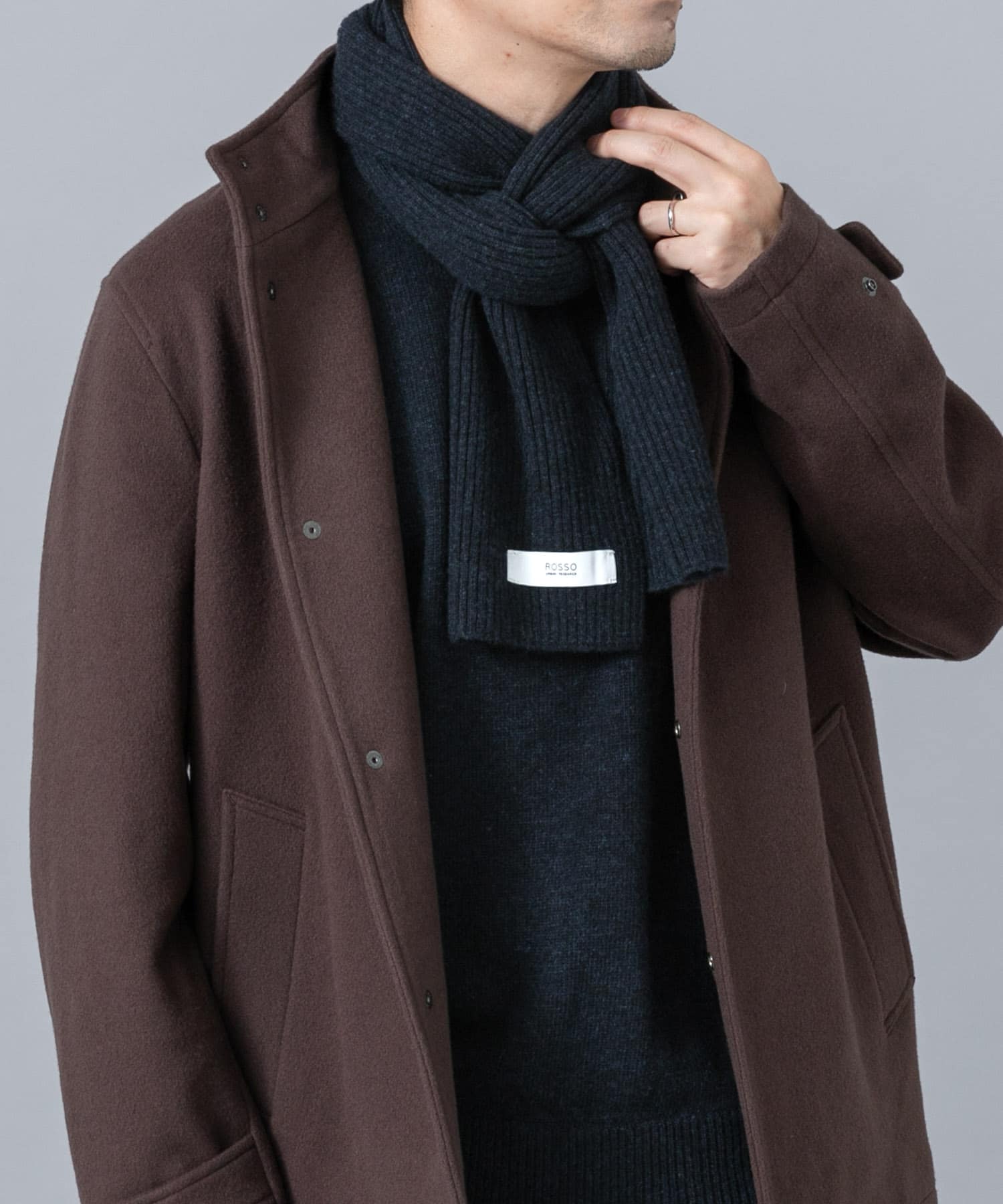 ウールカシミヤニット＋マフラーセット D.BLUE S