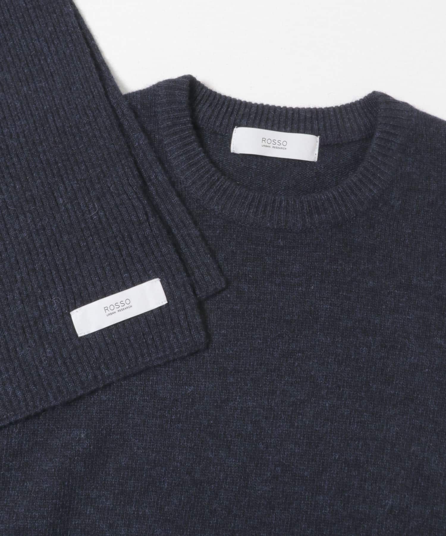 ウールカシミヤニット＋マフラーセット D.BLUE S