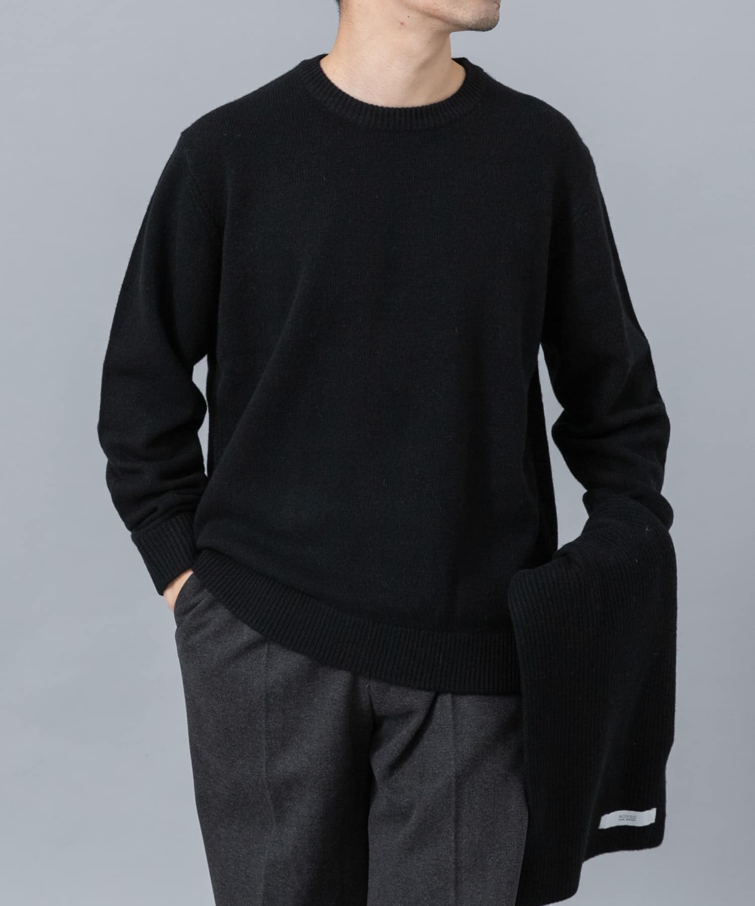 ウールカシミヤニット＋マフラーセット BLACK S