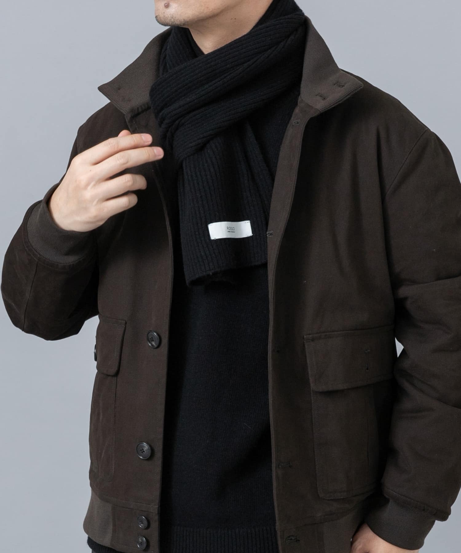 ウールカシミヤニット＋マフラーセット BLACK S