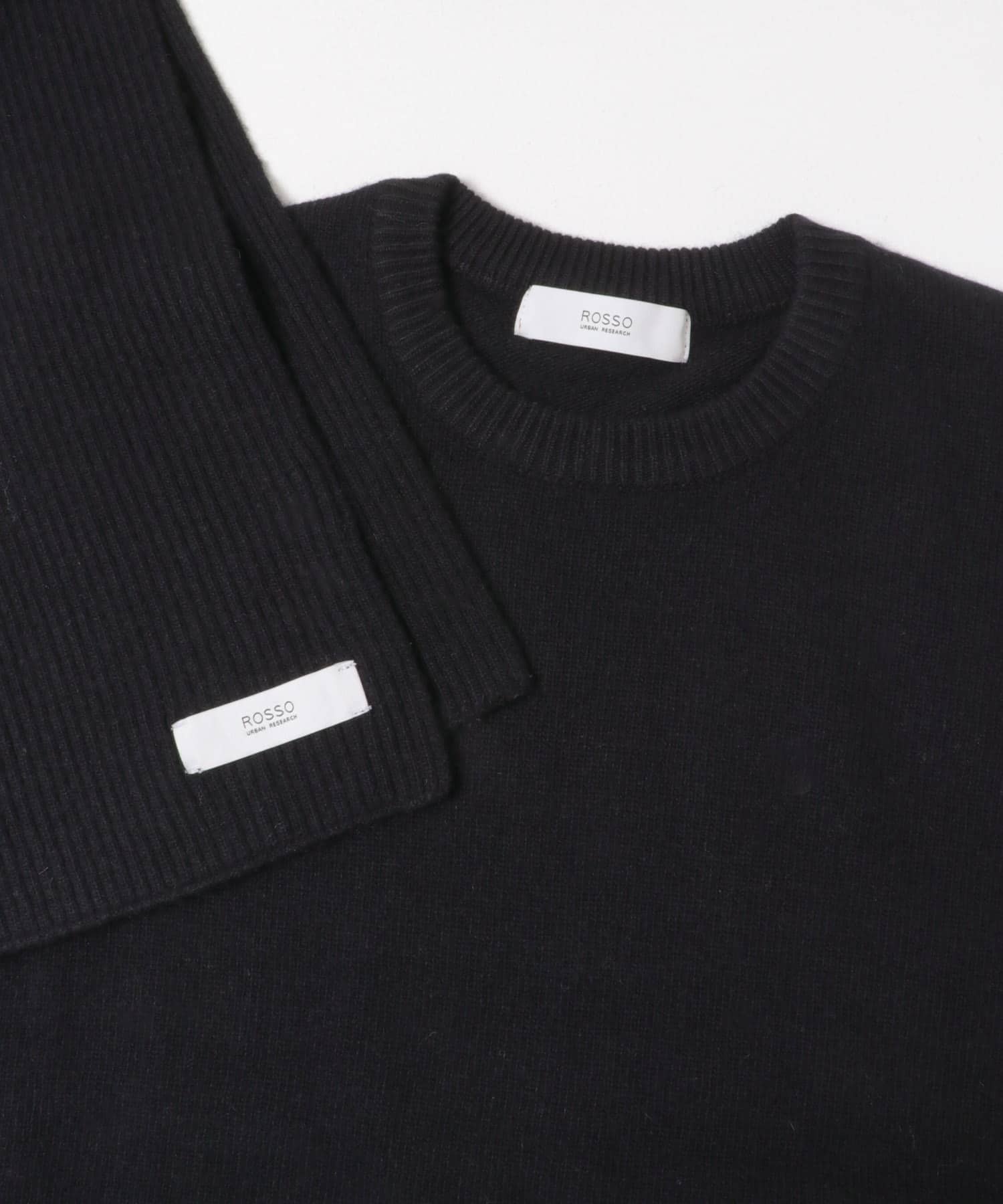 ウールカシミヤニット＋マフラーセット BLACK S