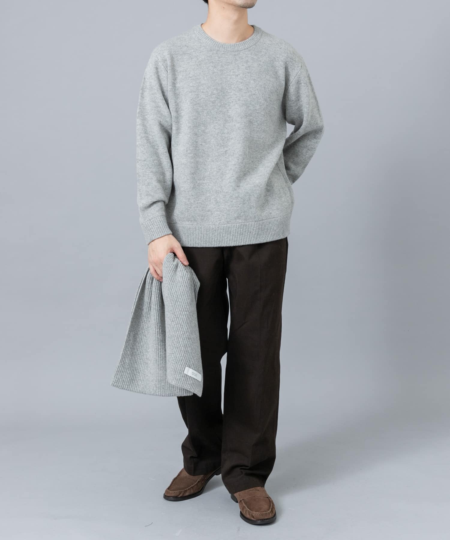 ウールカシミヤニット＋マフラーセット GRAY S