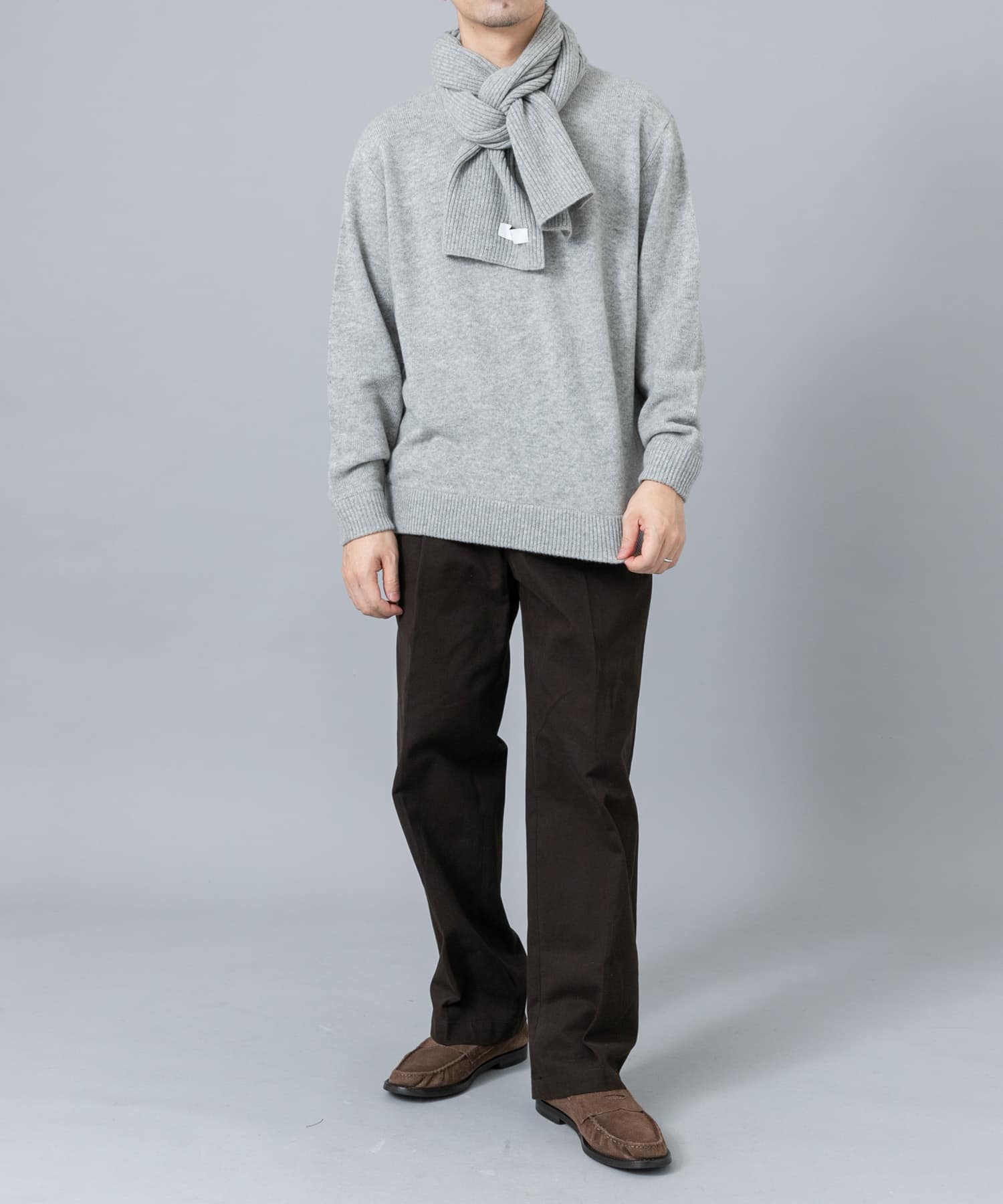 ウールカシミヤニット＋マフラーセット GRAY S