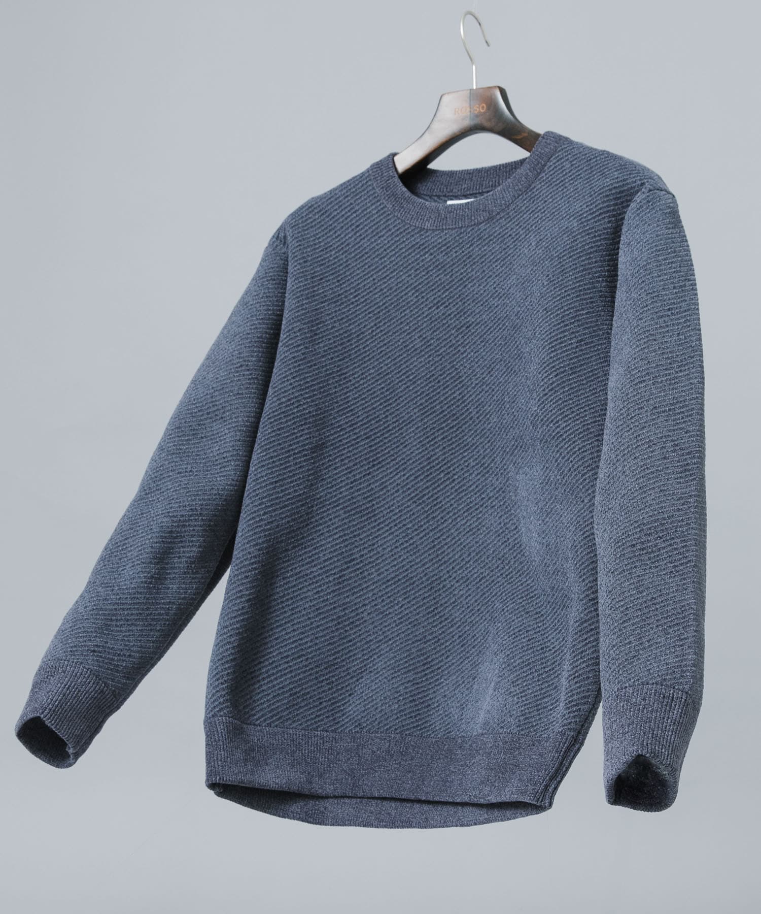 『マシンウォッシャブル』カルゼモールニット BLUE GRAY M