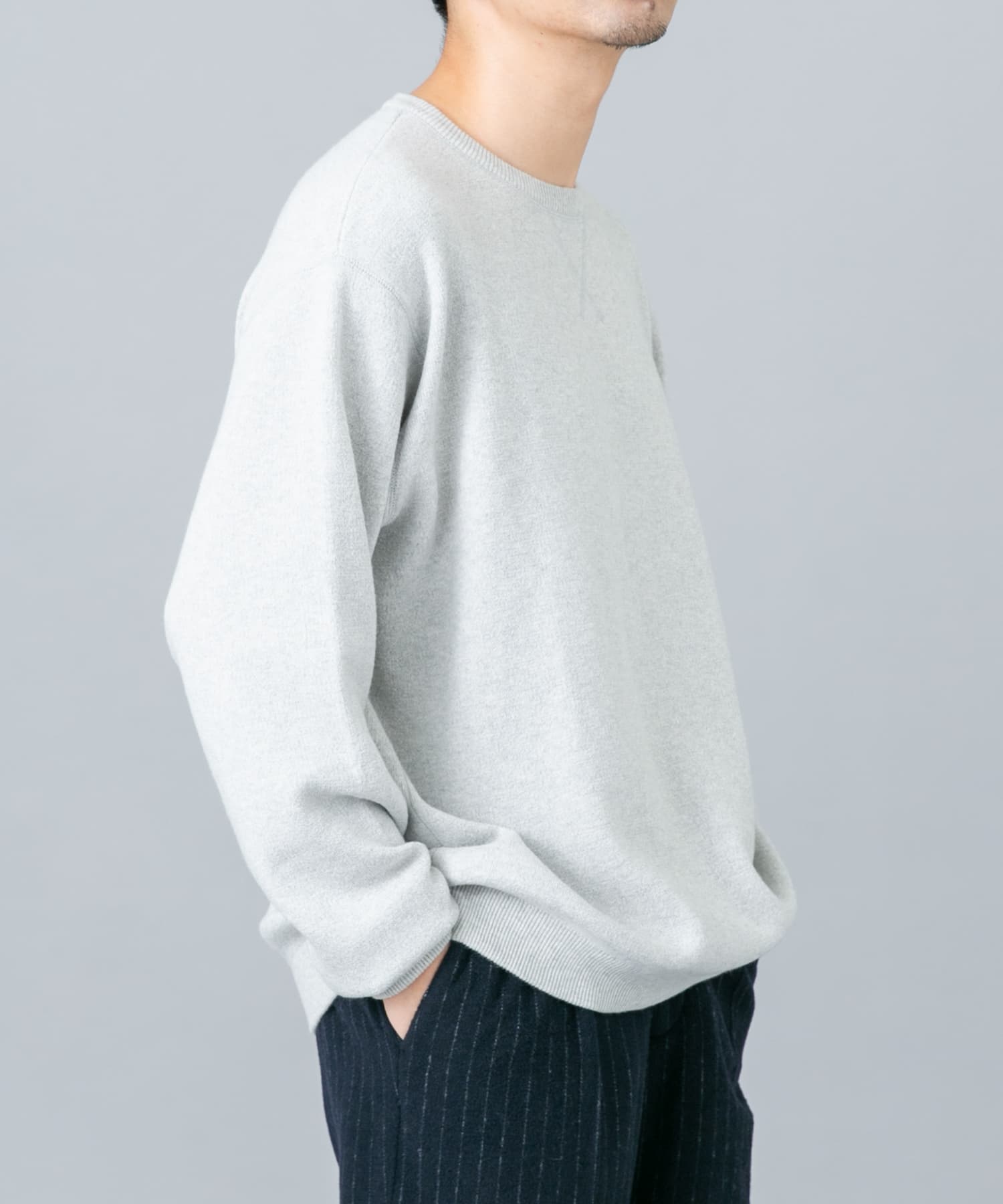 XLイズあり』コットンカシミヤニットスウェット(M BLUE): トップス