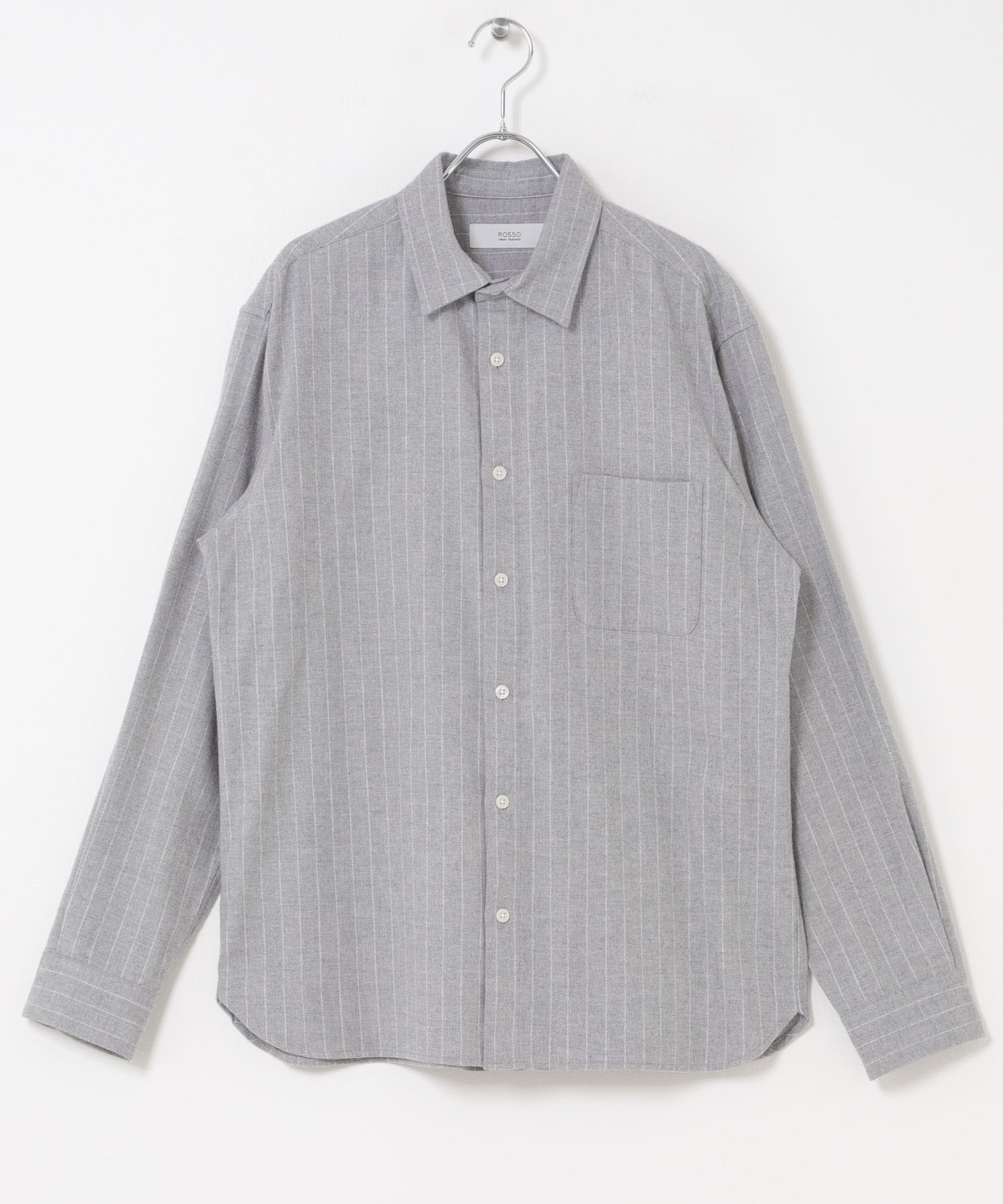 『抗菌/防臭』アーバンリラックスフランネルシャツ GRY STRIPE S