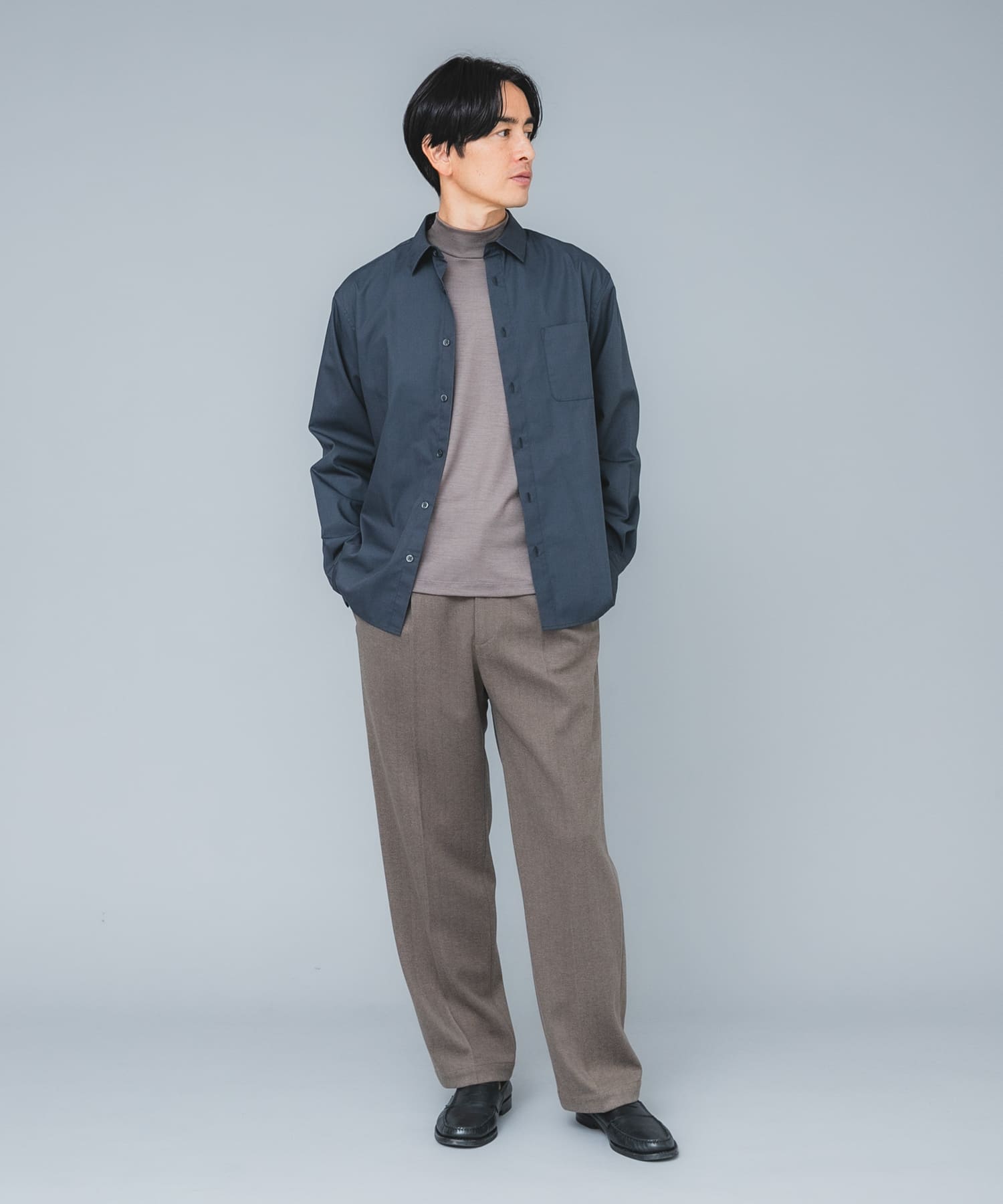 XLサイズあり』ストレッチヘリンボーン1タックワイドスラックス(M