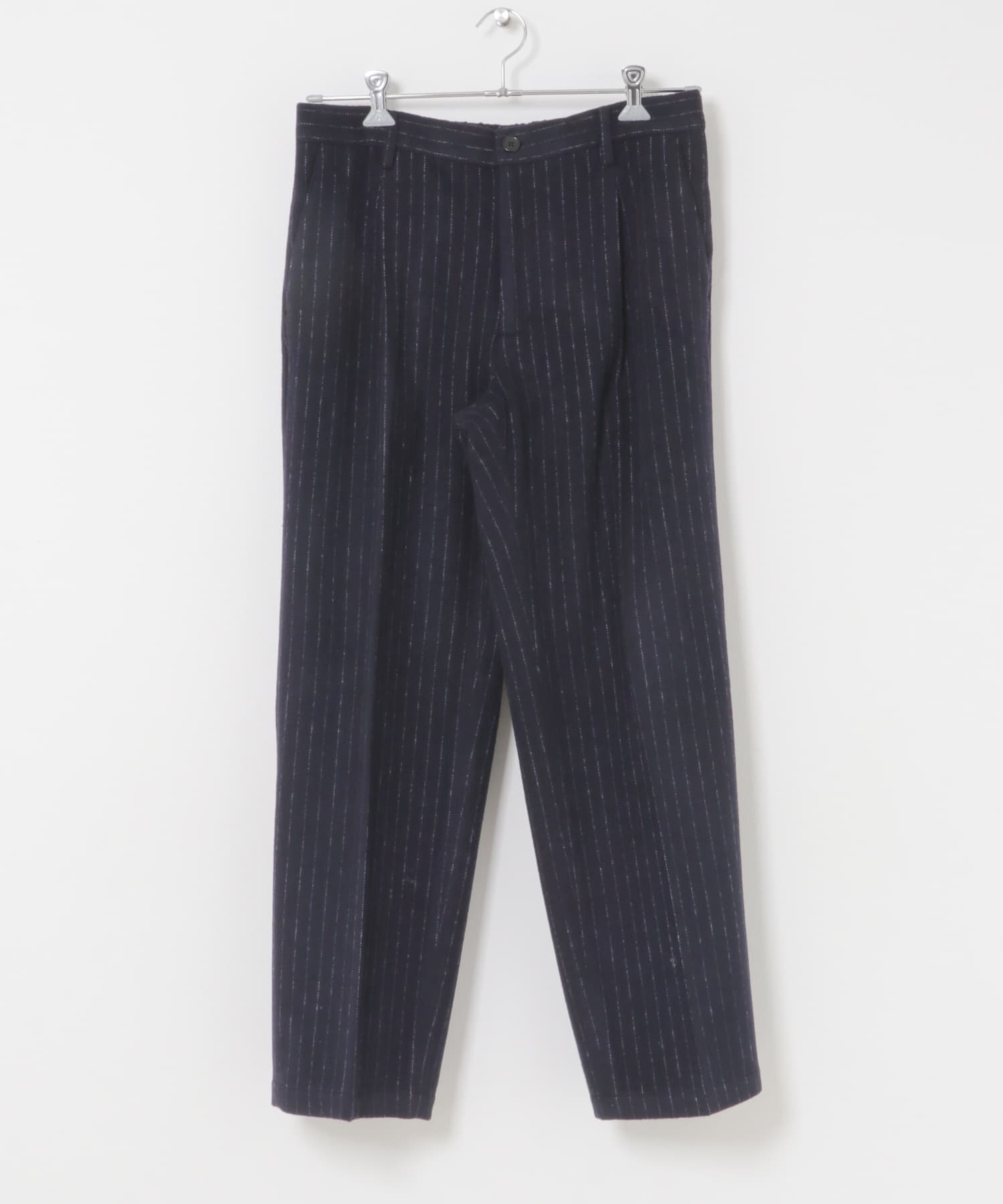 ウールストライプワイドスラックス NAVY M