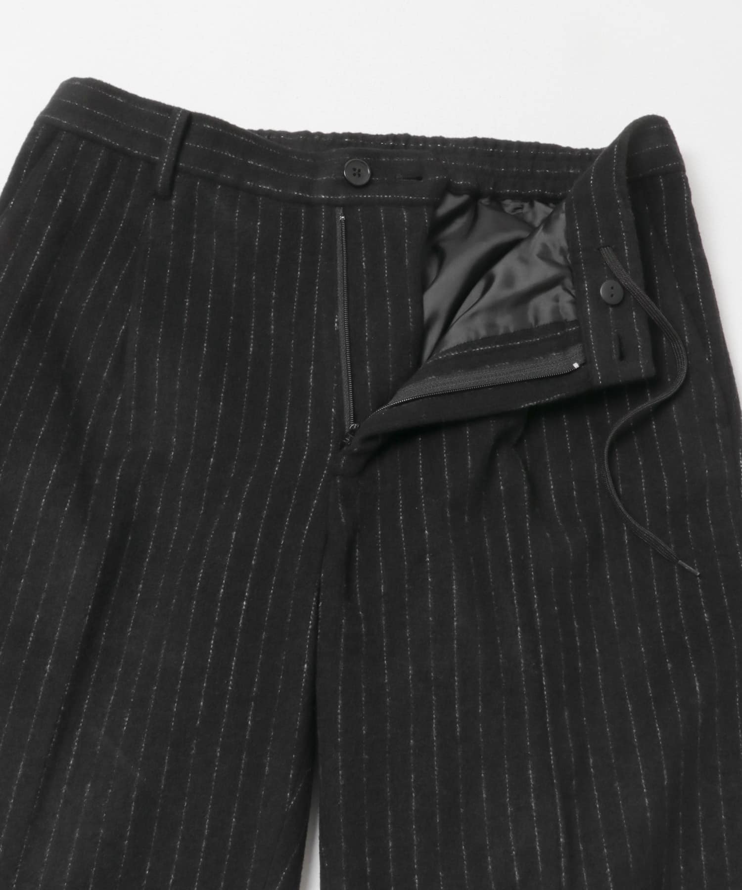 ウールストライプワイドスラックス BLACK M