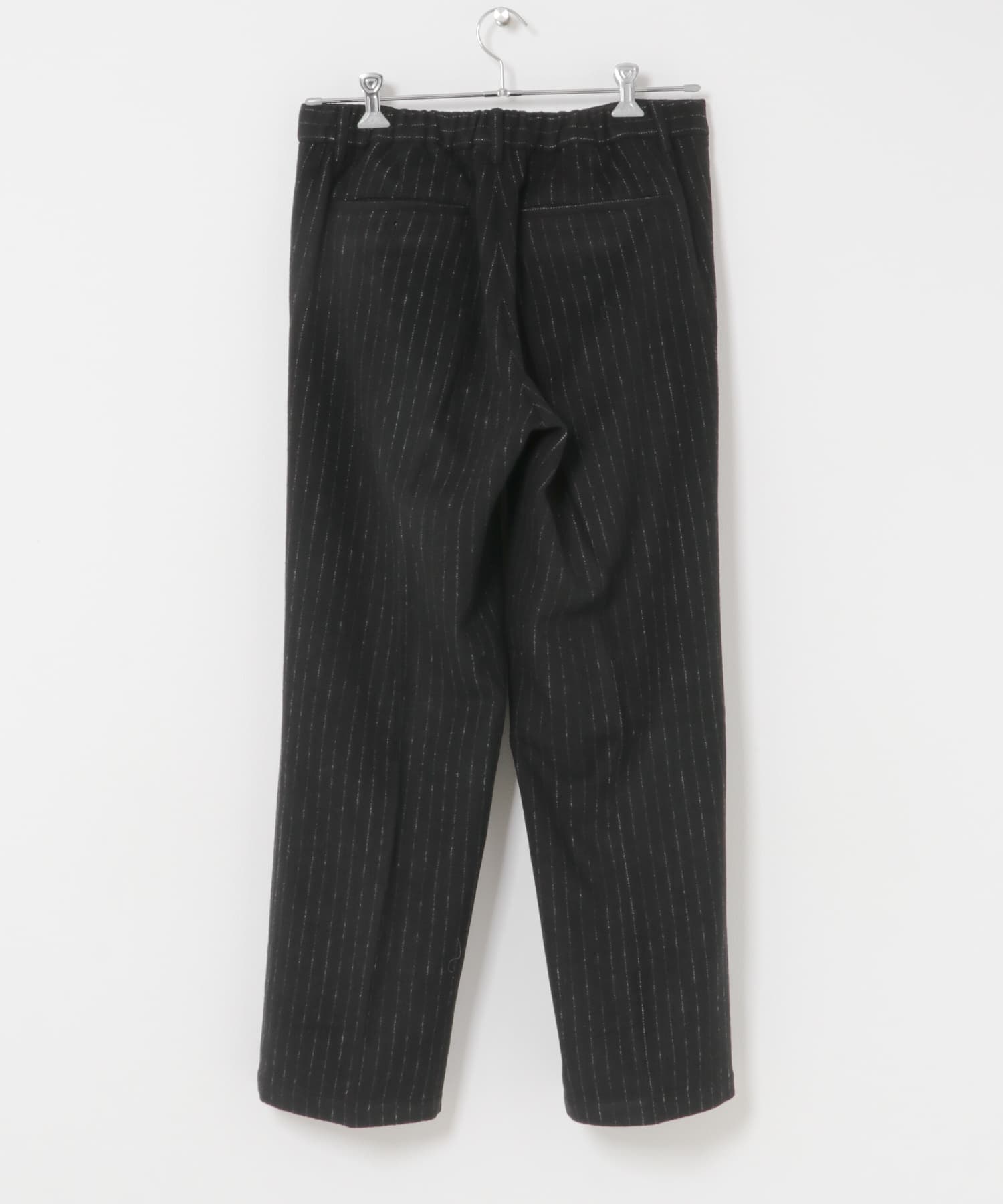 ウールストライプワイドスラックス BLACK M