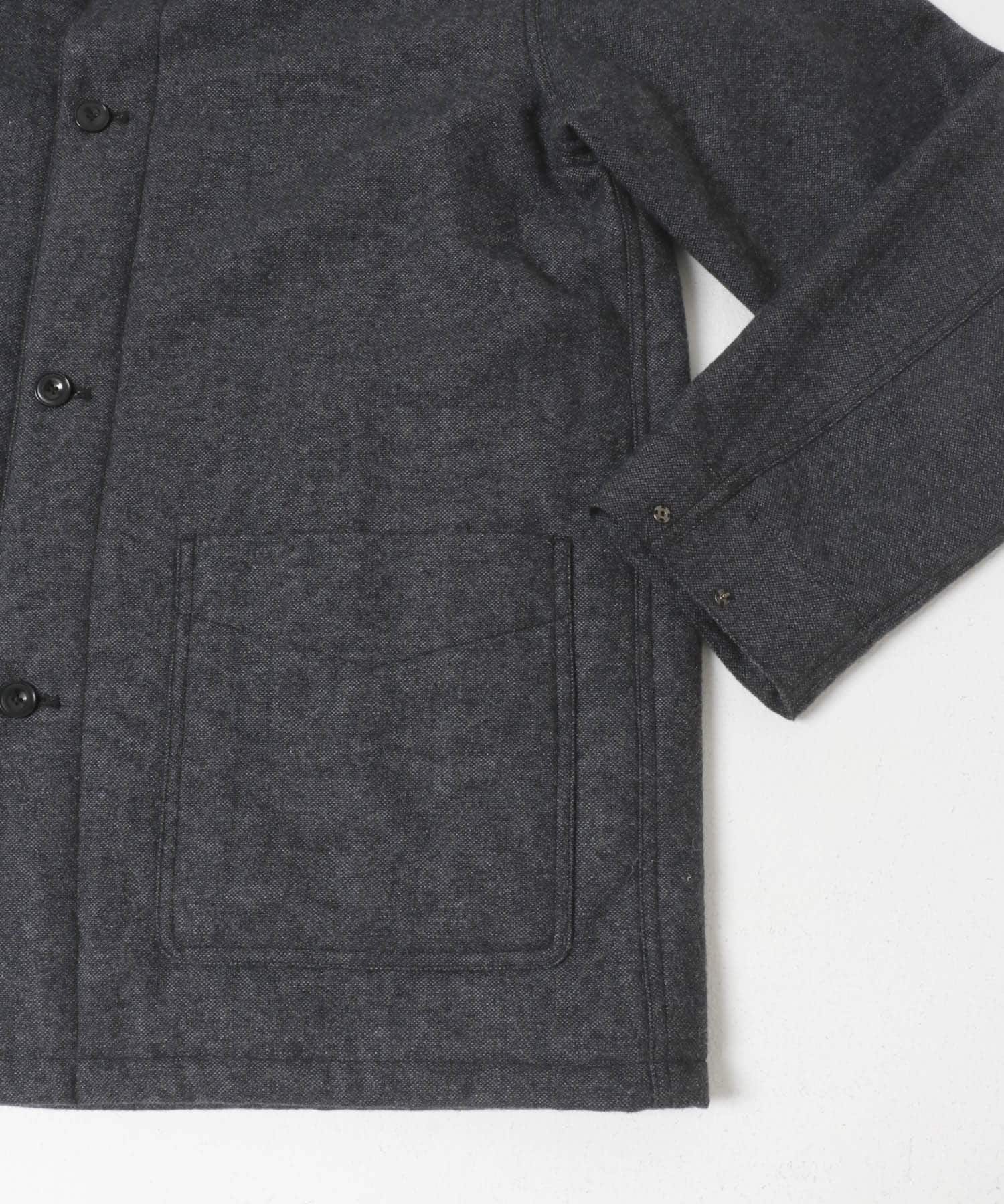 『セットアップ対応』ウールツィード中綿ハーフコート CHARCOAL M