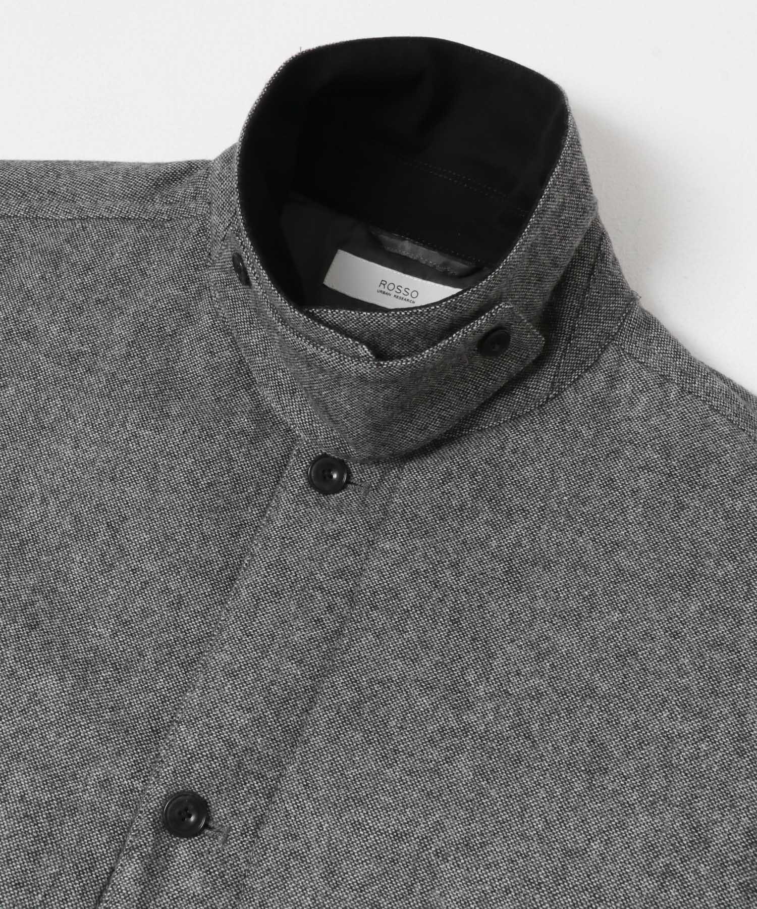 『セットアップ対応』ウールツィード中綿ハーフコート CHARCOAL M