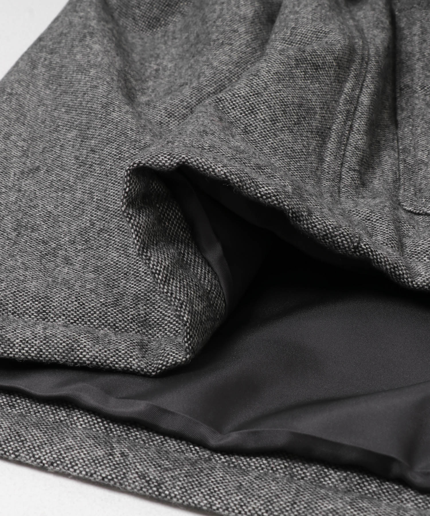 『セットアップ対応』ウールツィード中綿ハーフコート CHARCOAL M