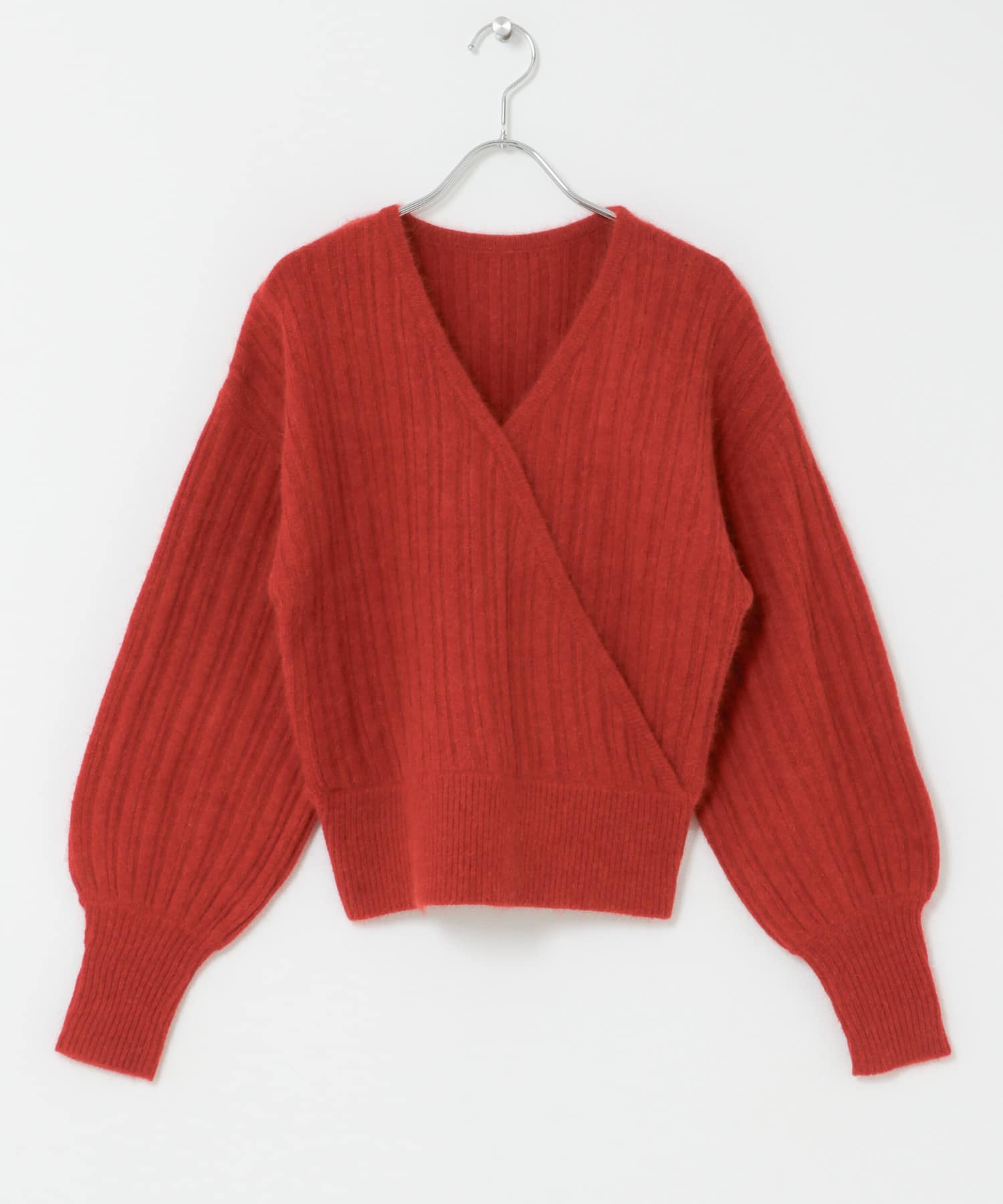 『一部WEB限定カラー』ランダムリブカシュクールニット RED Free