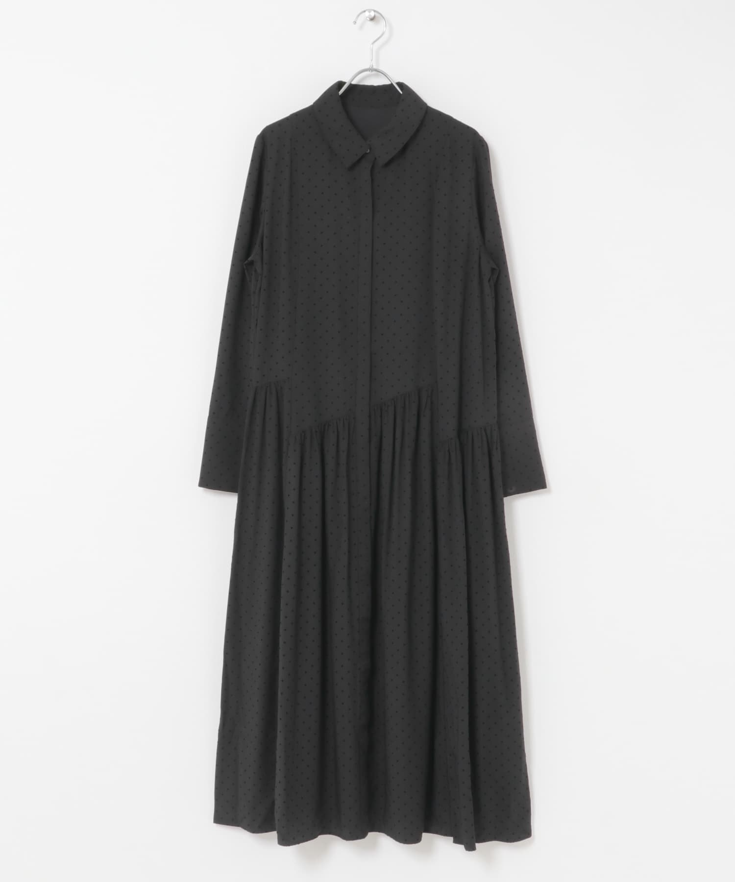 ランダムティアードシャツワンピース BLACK DOT Free