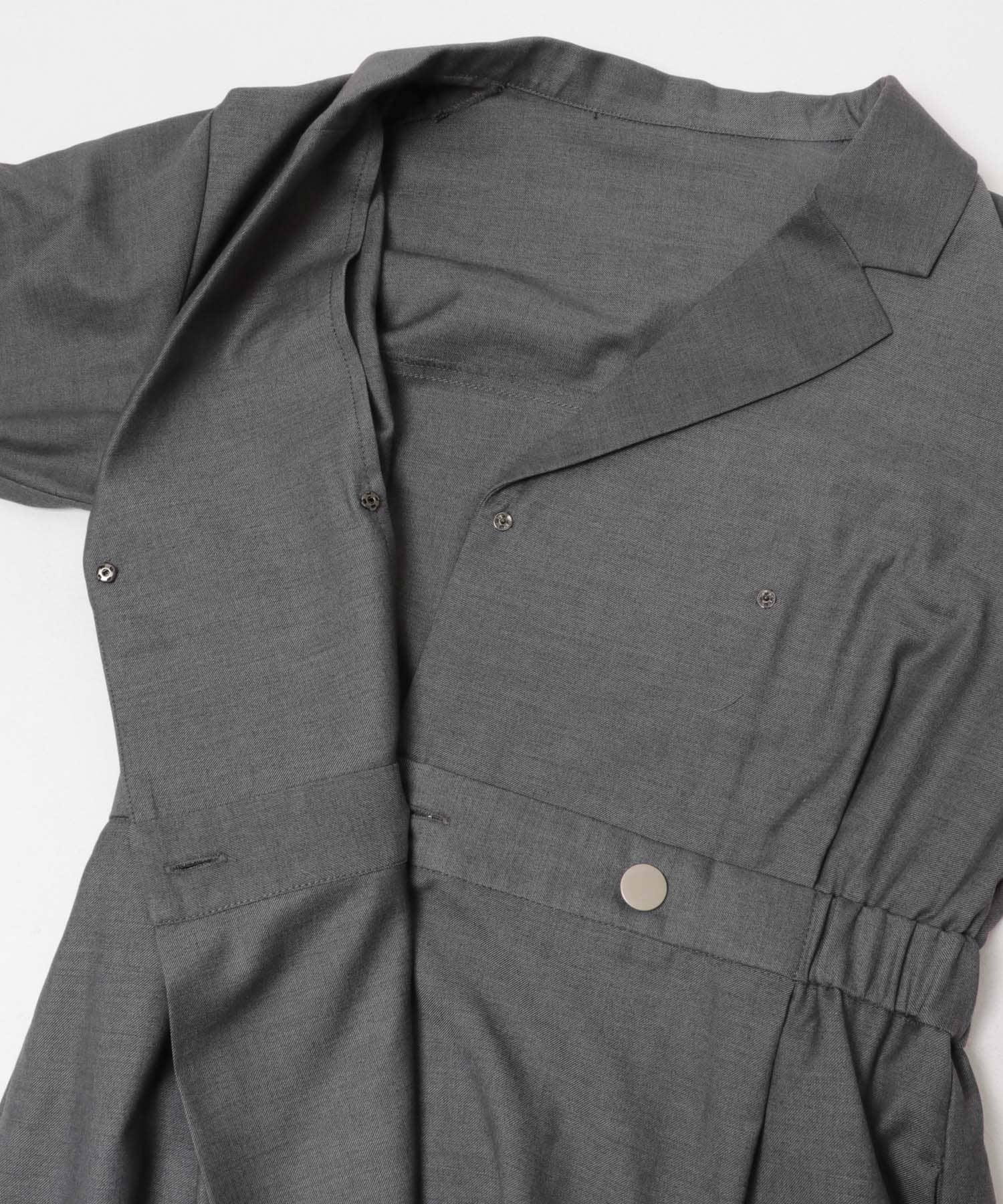 カシュクールデザインウーステッドワンピース GRAY 36