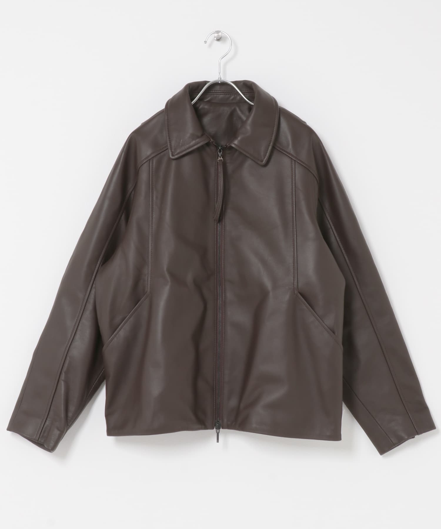 シープレザーzipブルゾン D/BROWN Free