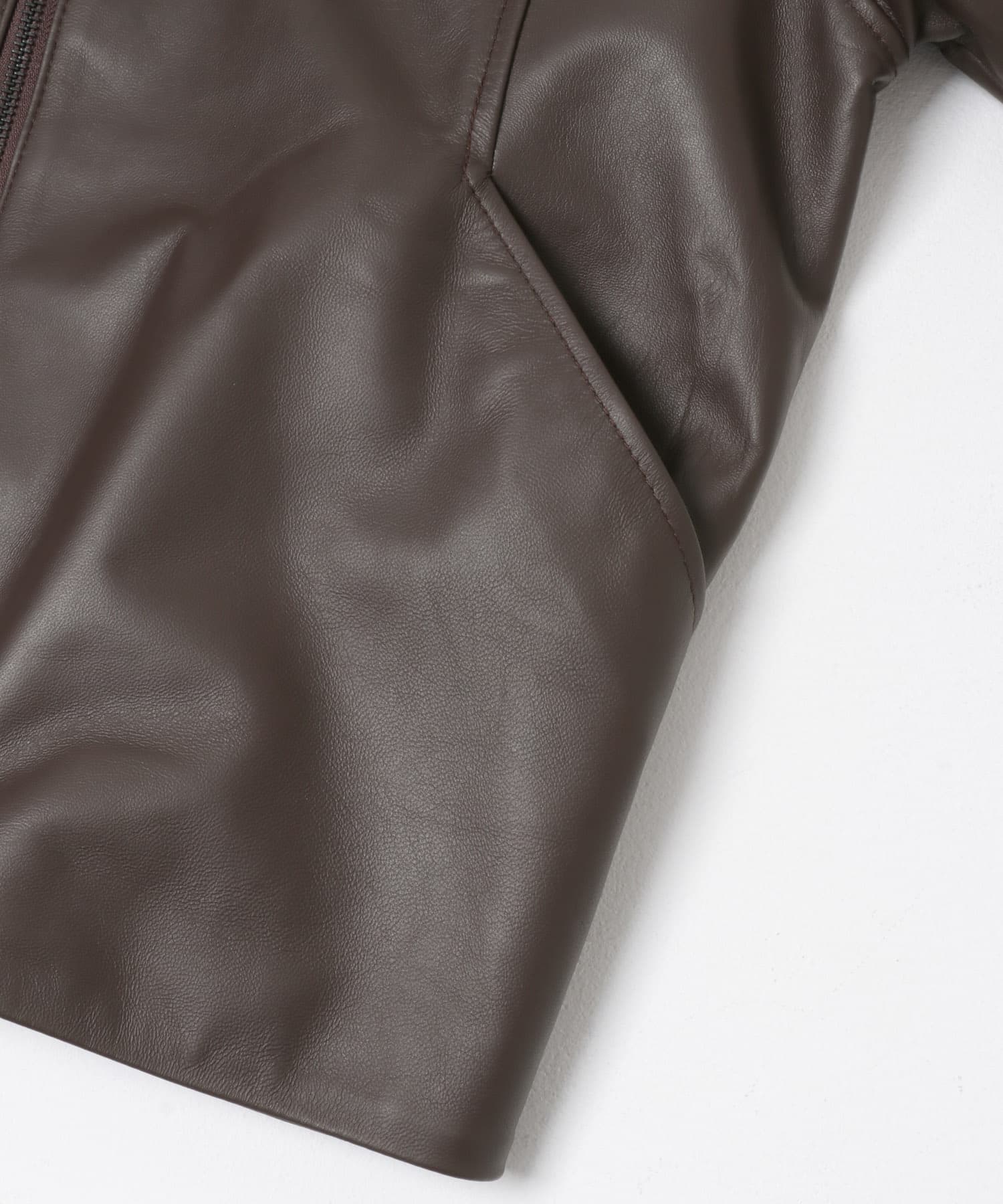 シープレザーzipブルゾン D/BROWN Free