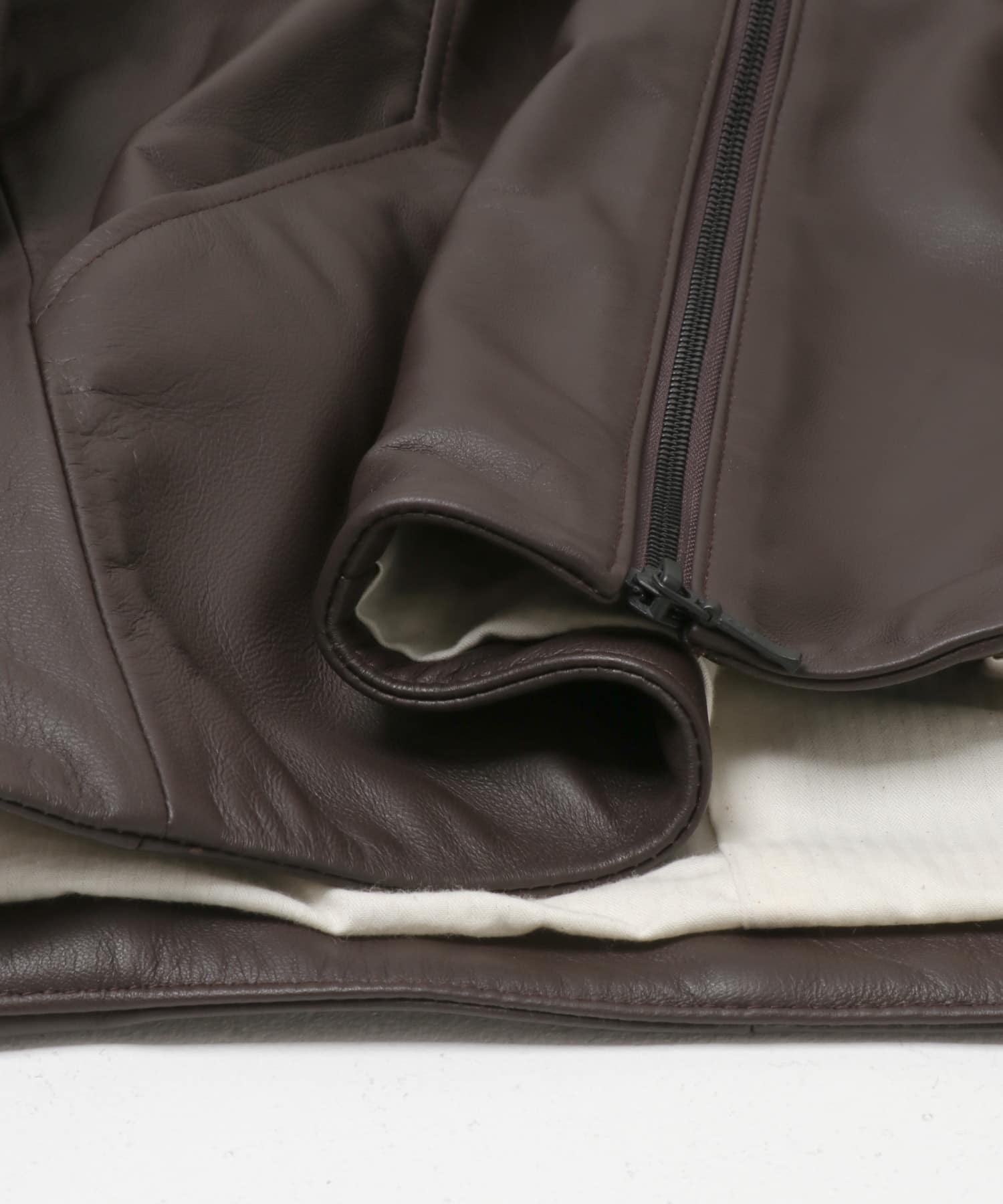 シープレザーzipブルゾン D/BROWN Free
