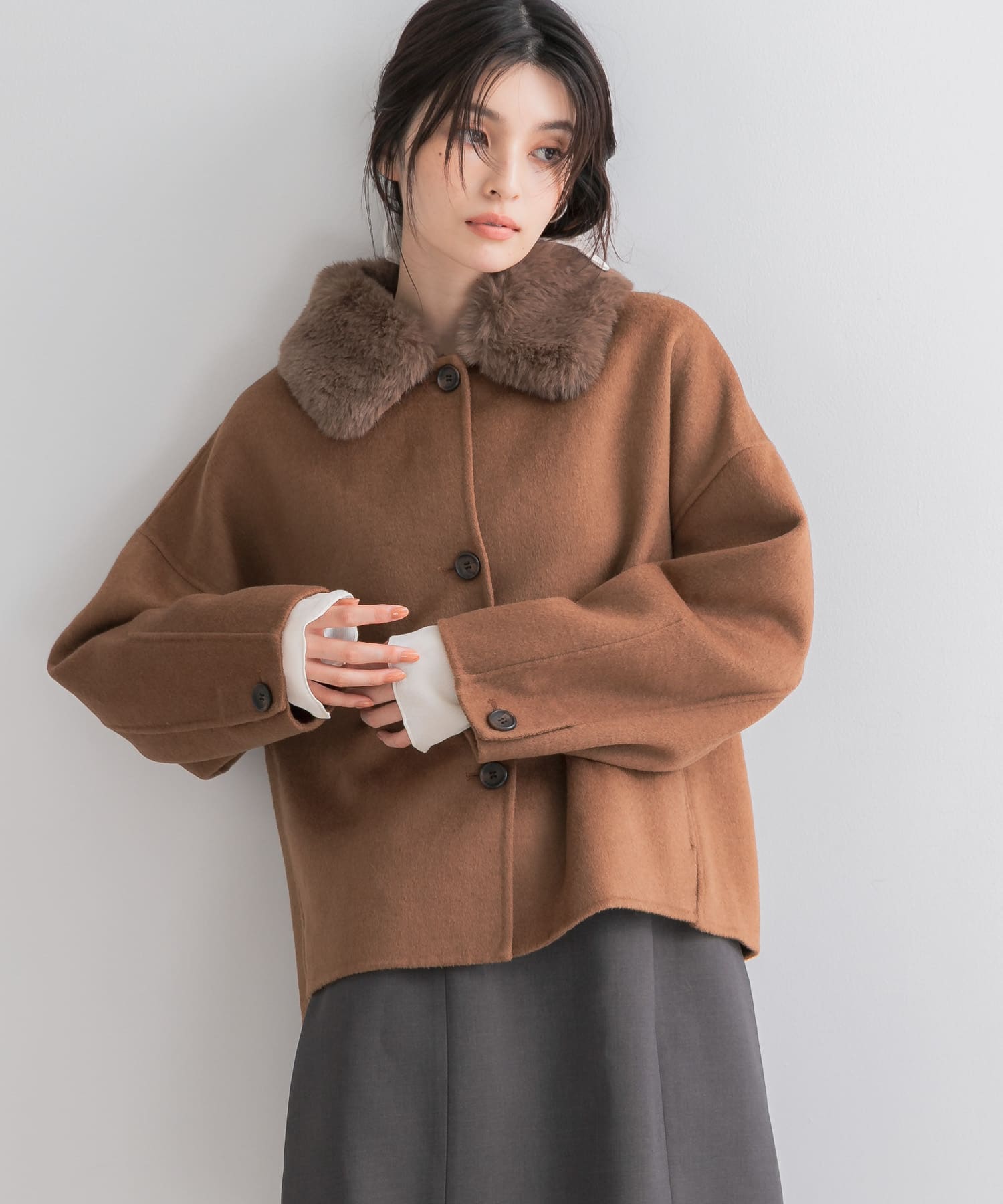 『WEB/一部店舗限定』2wayファーカラーリバーショートコート