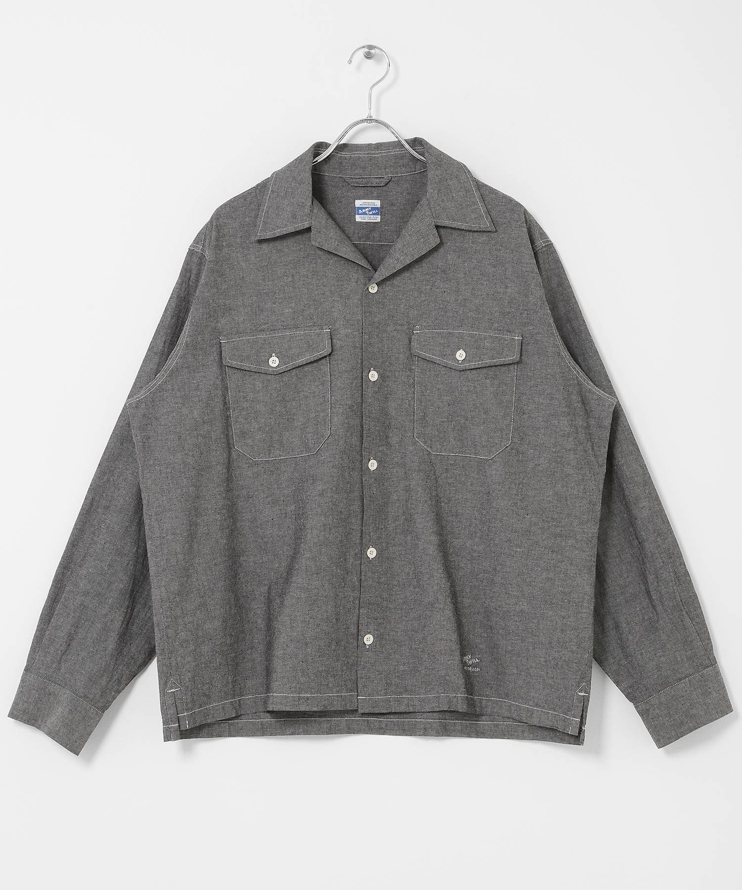 ARMY TWILL　CHAMBRAY OPEN COLLAR SHIRTS CHARCOAL S