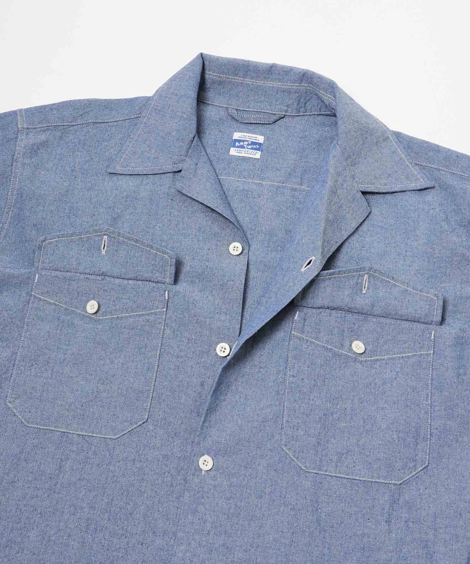 ARMY TWILL　CHAMBRAY OPEN COLLAR SHIRTS BLUE S
