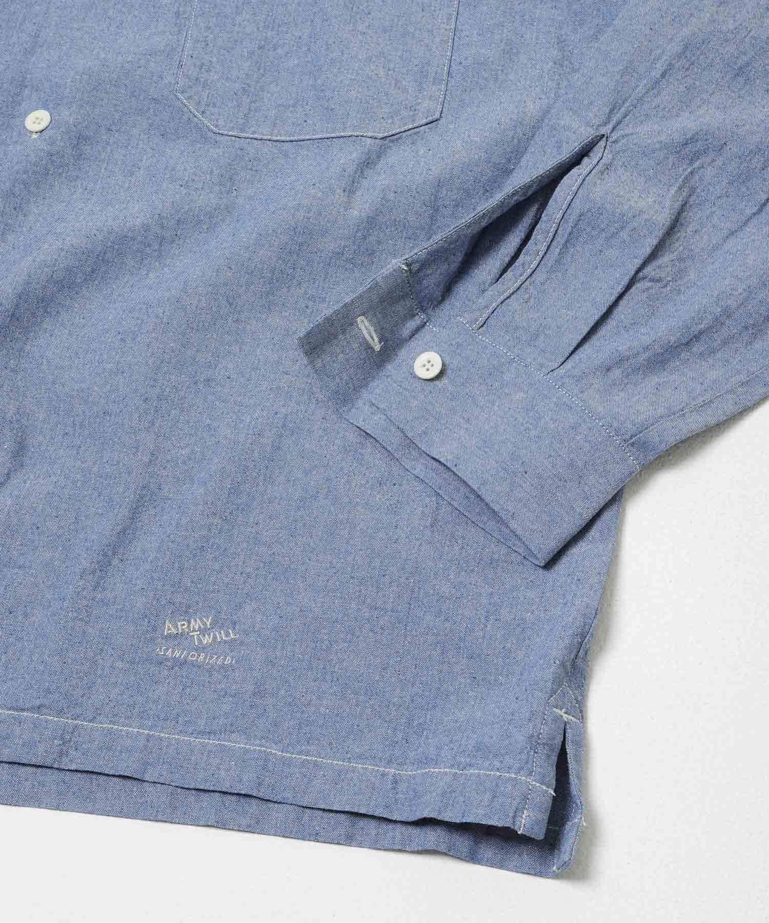 ARMY TWILL　CHAMBRAY OPEN COLLAR SHIRTS BLUE S
