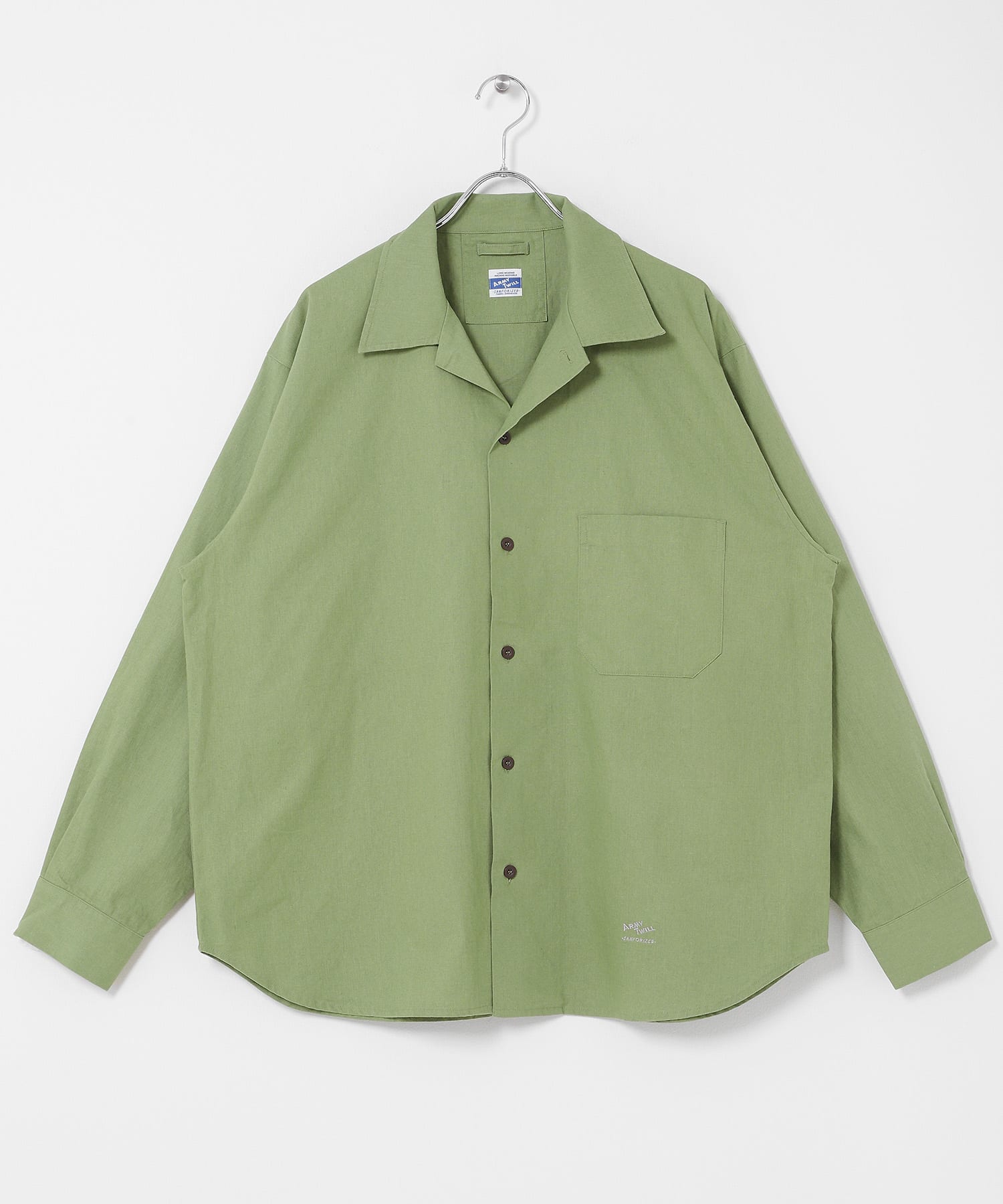 ARMY TWILL　COTTON LINEN UTILITYSHIRTS GREEN S