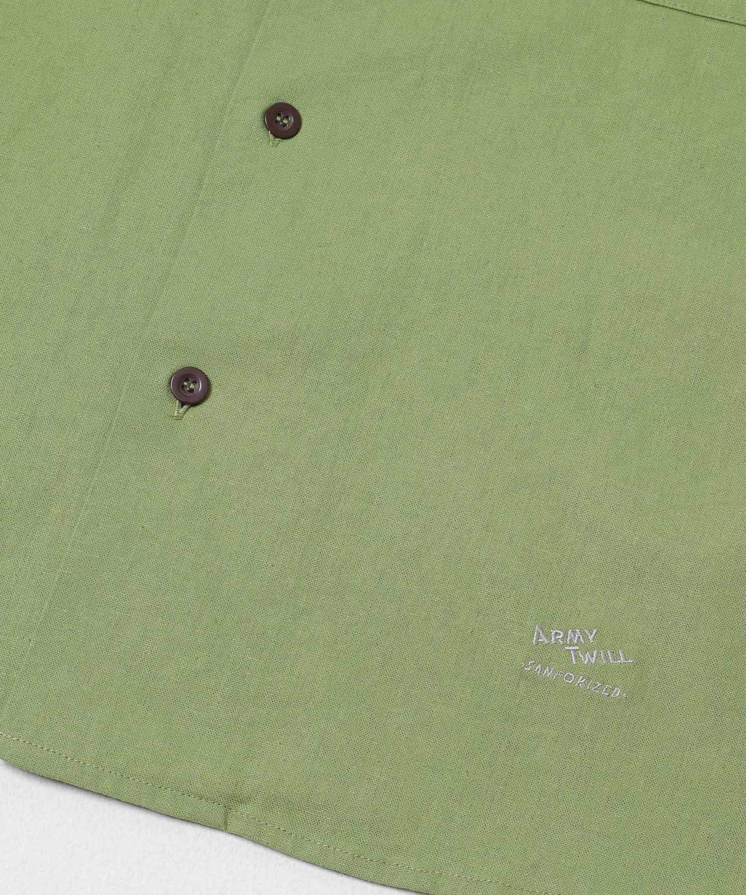 ARMY TWILL　COTTON LINEN UTILITYSHIRTS GREEN S