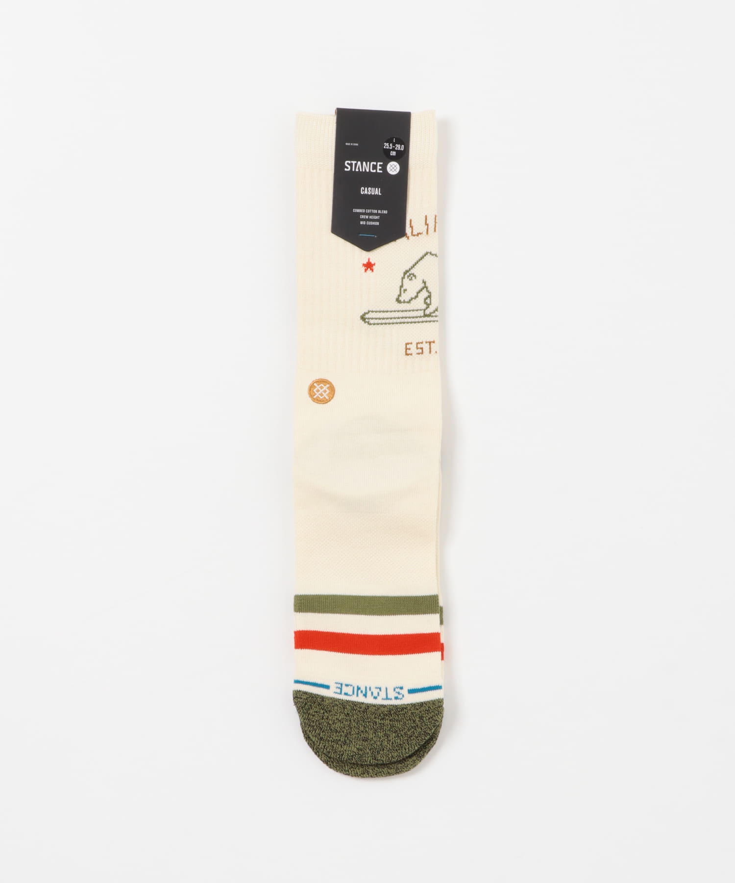 STANCE SOCKS　CALIFORNIA REPUBLIC 2 OFF WHITE L