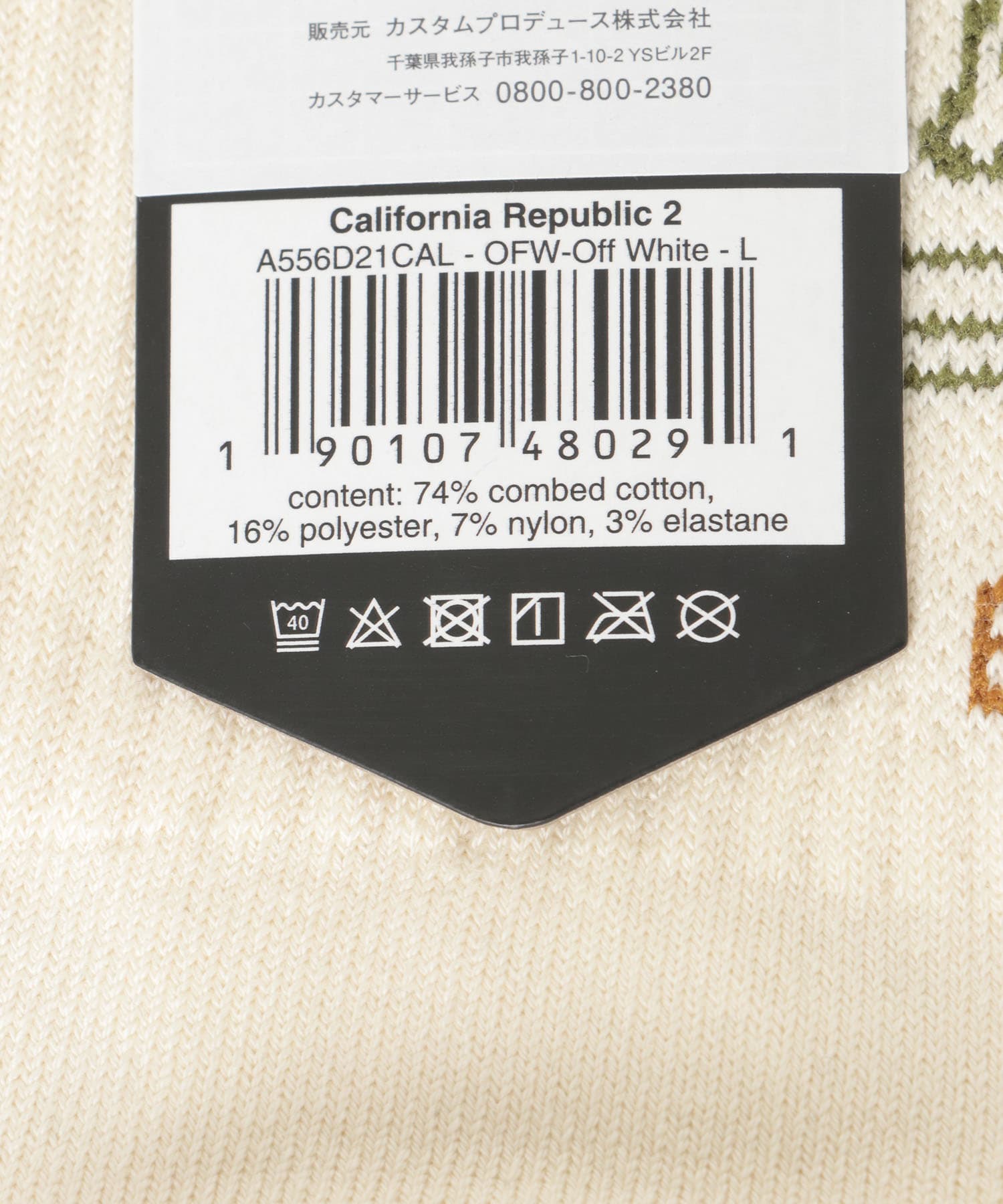 STANCE SOCKS　CALIFORNIA REPUBLIC 2 OFF WHITE L