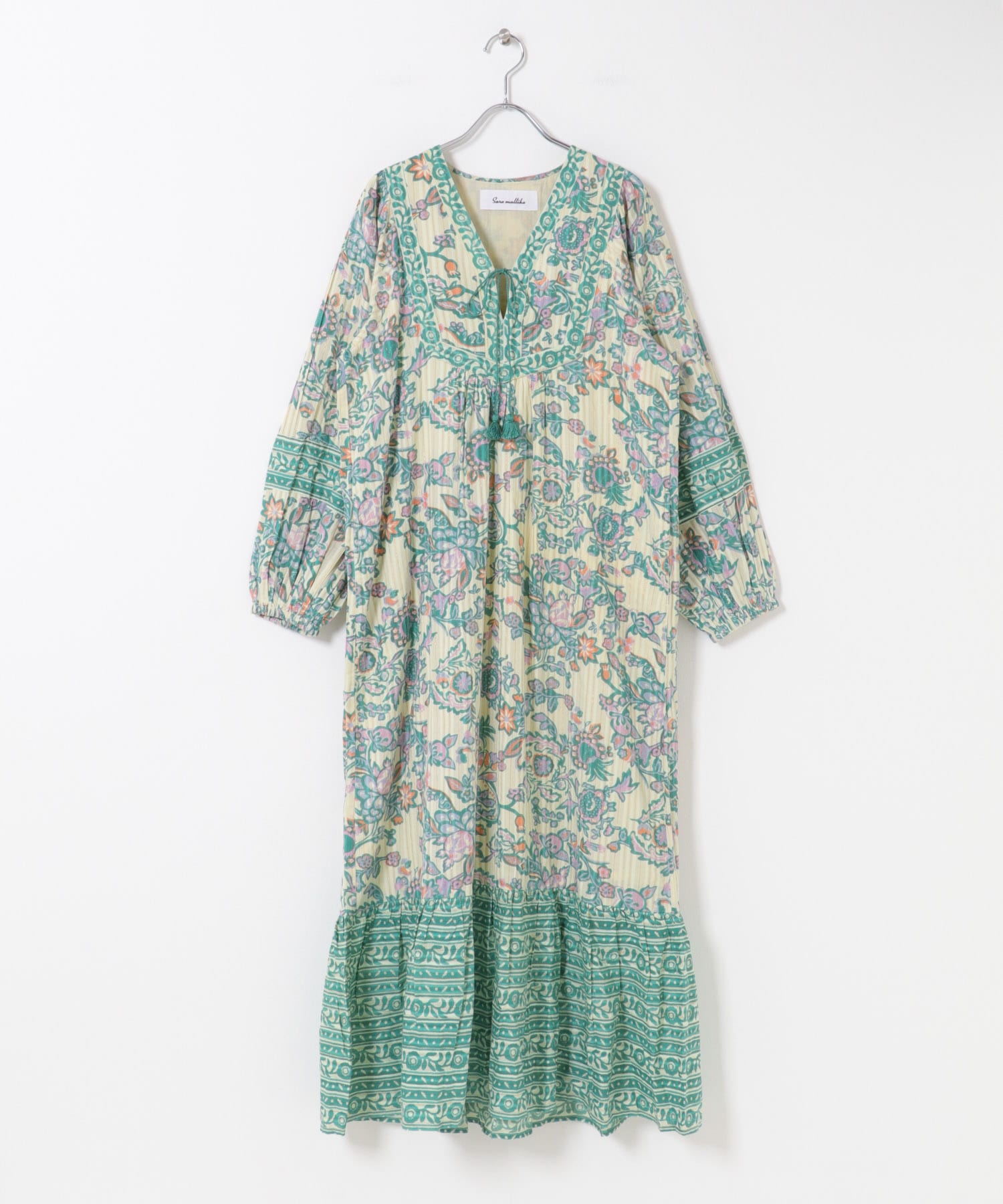 sara mallika　ペイズリーフラワープリントドレス GREEN S